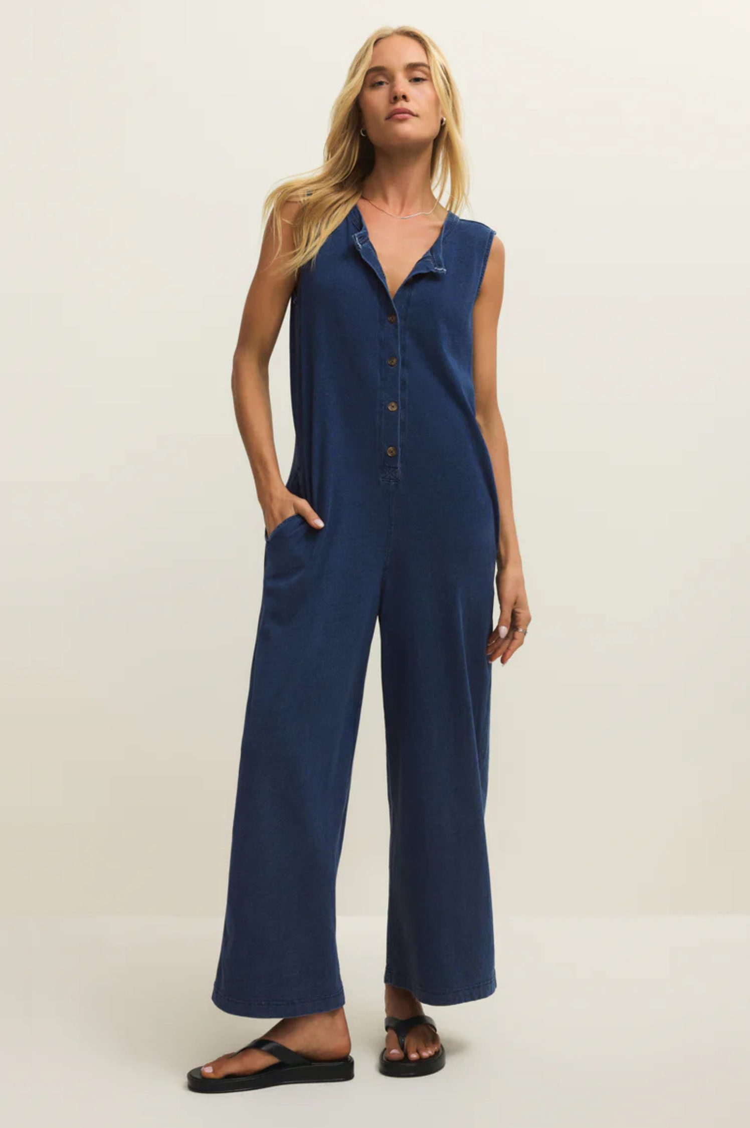 Fiona Jersey Denim Jumpsuit