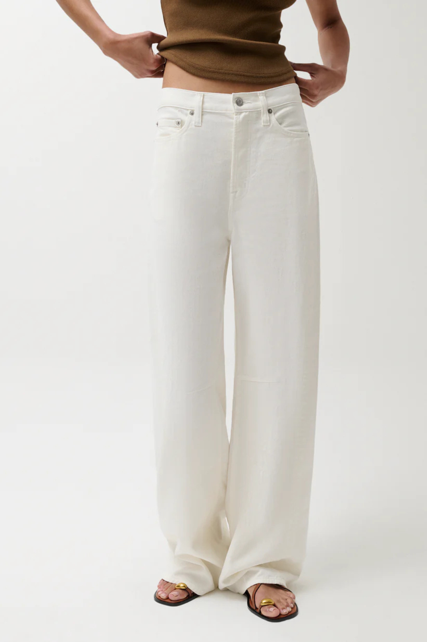Sydney High Rise Bowed Linen Wide - Egret