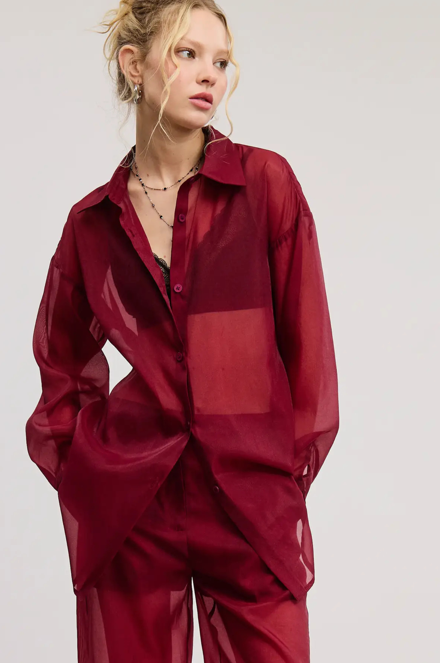 Bethany Sheer Button Down