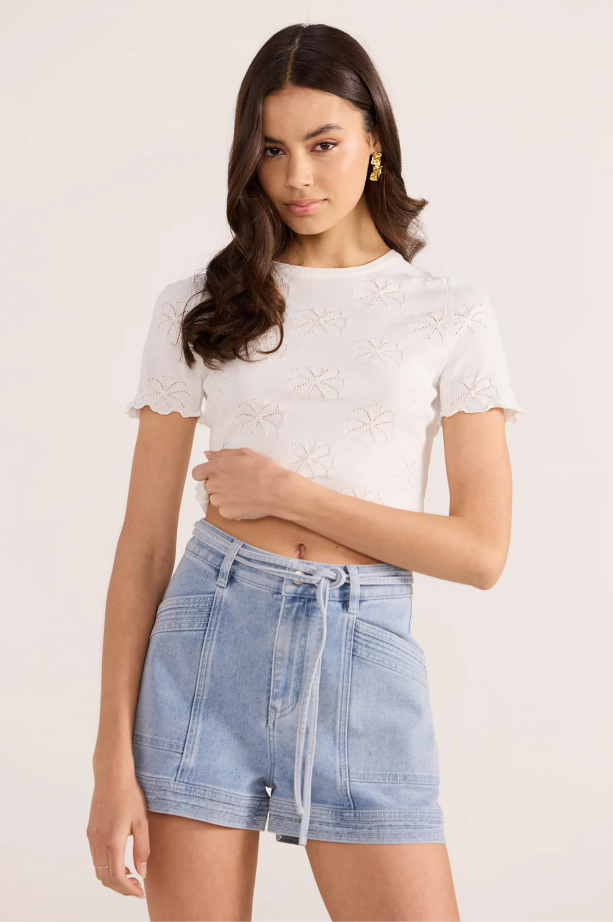 Bowie Pointelle Knit Tee