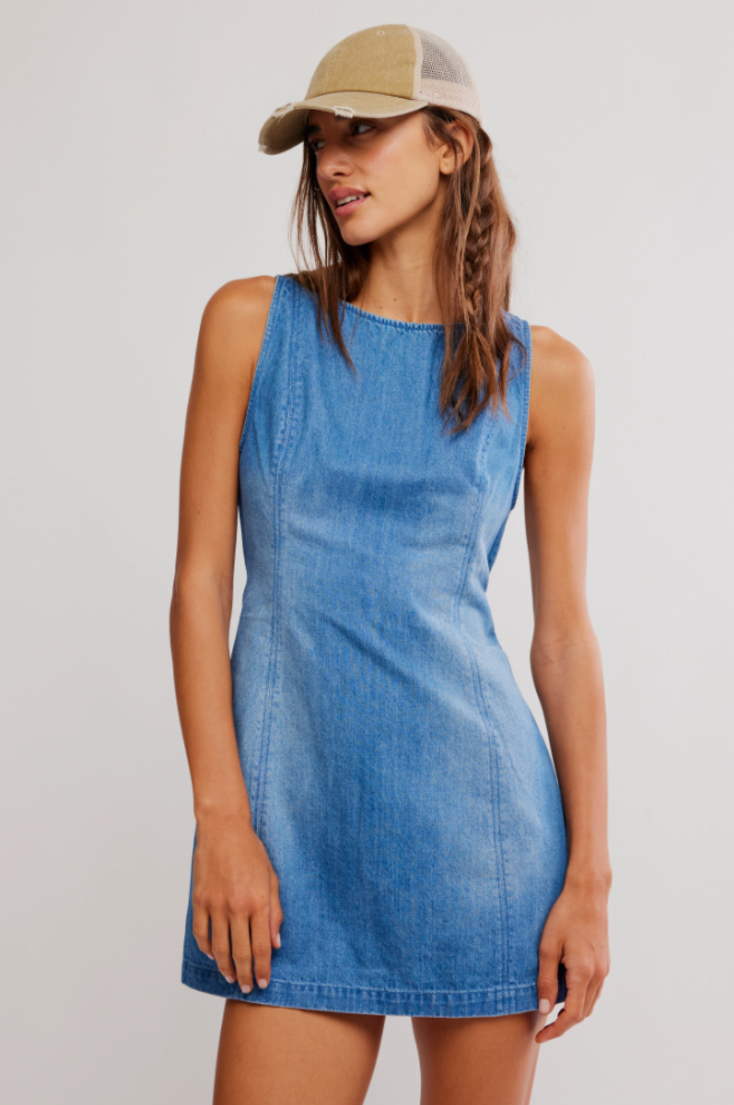 white christmas dresses charlie mini dress // blue stripe denim *zoco exclusive* – shop zoco main image 0