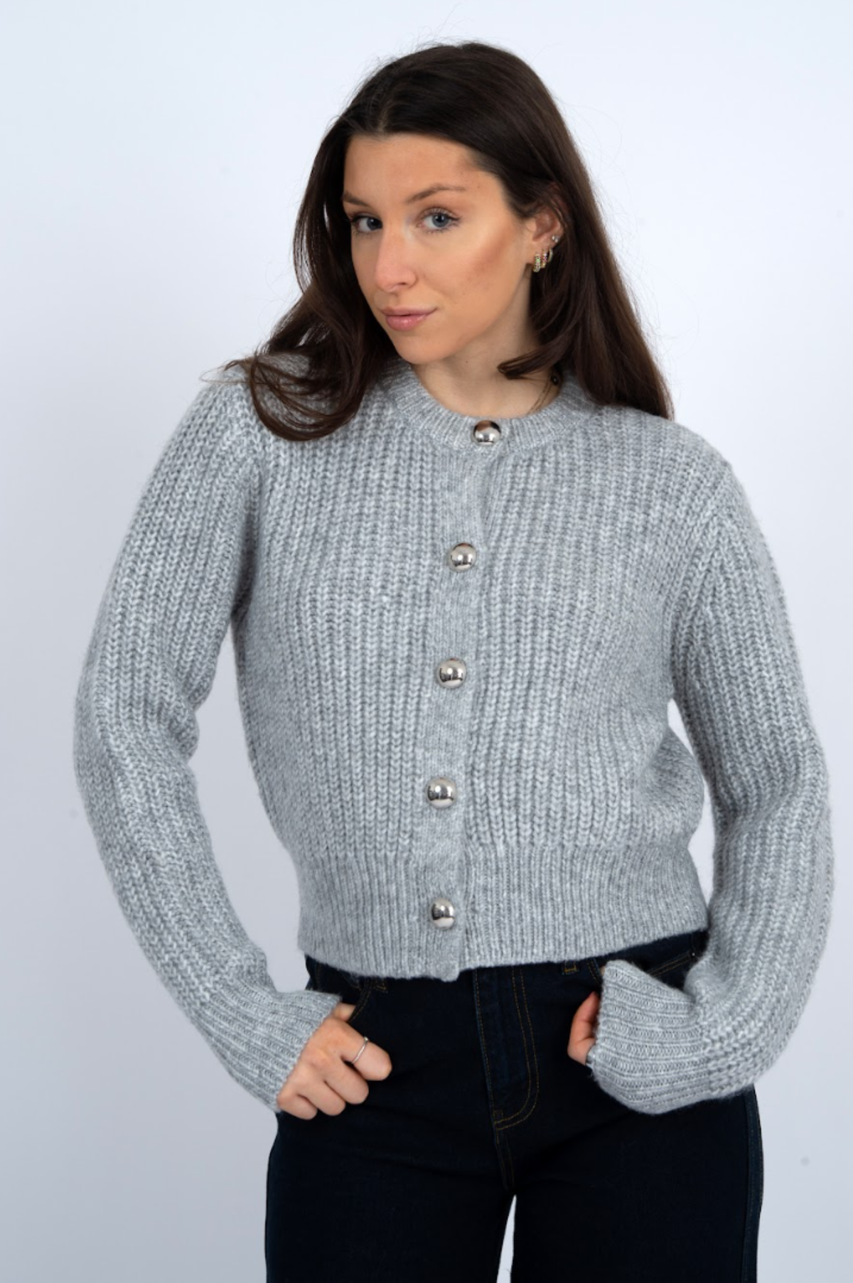Letrice Long Sleeve Crewneck Cardigan