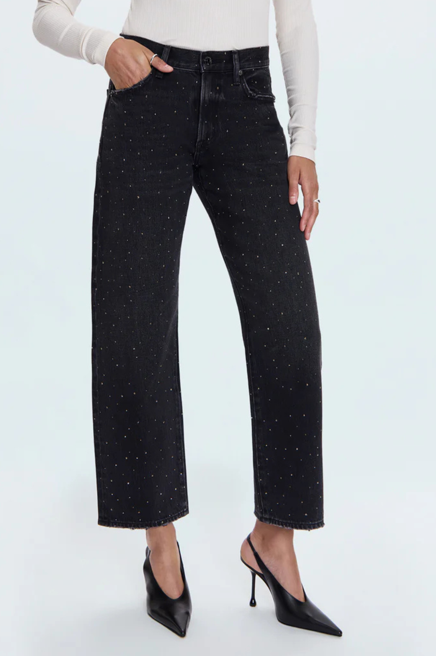 Lexi Mid Rise Bowed Straight Jean