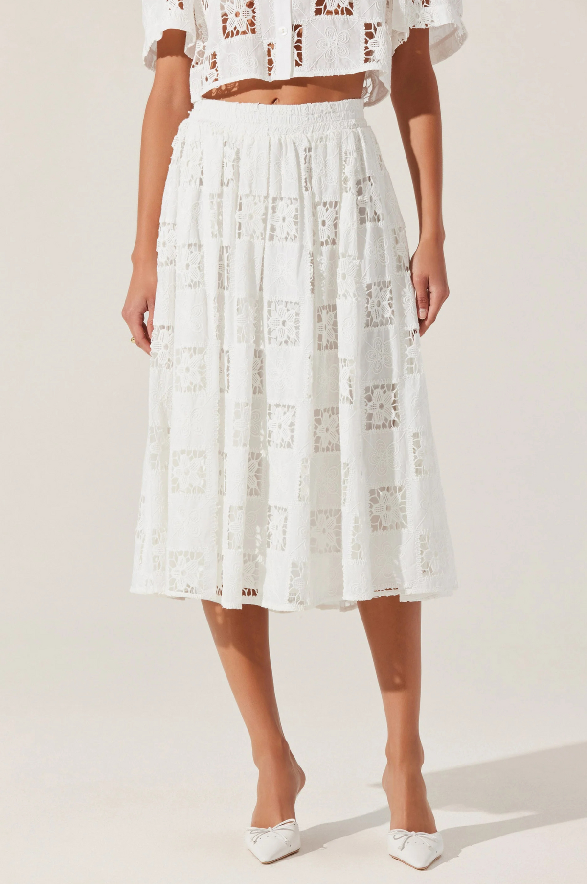 Andolina Crochet Lace Midi Skirt