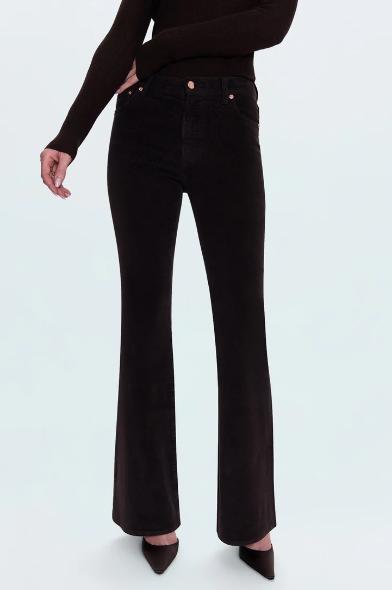 Kinsley Mid Rise Ultra Flare Jean - Mocha