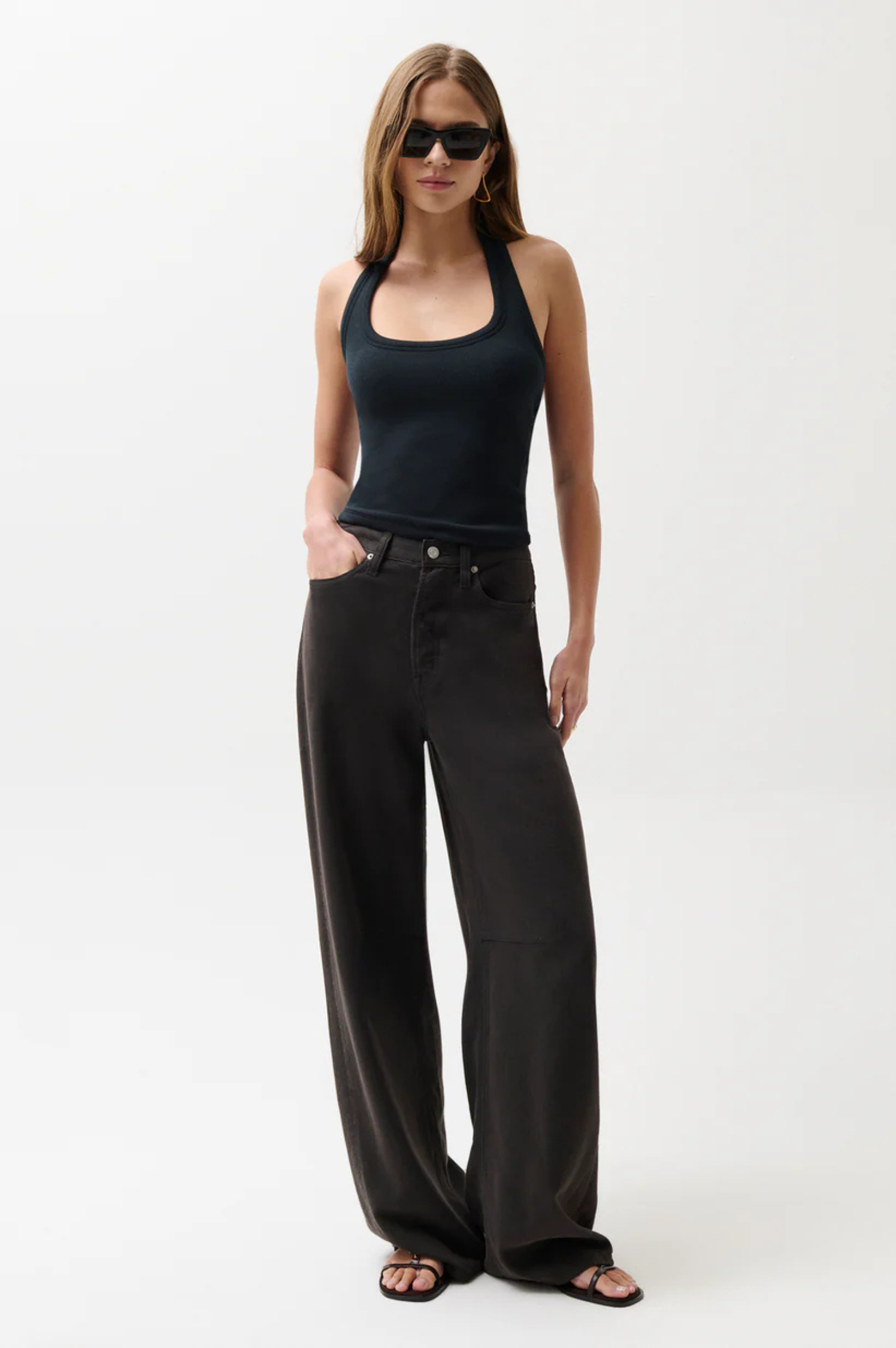 Sydney High Rise Bowed Linen Wide - Bristol Black