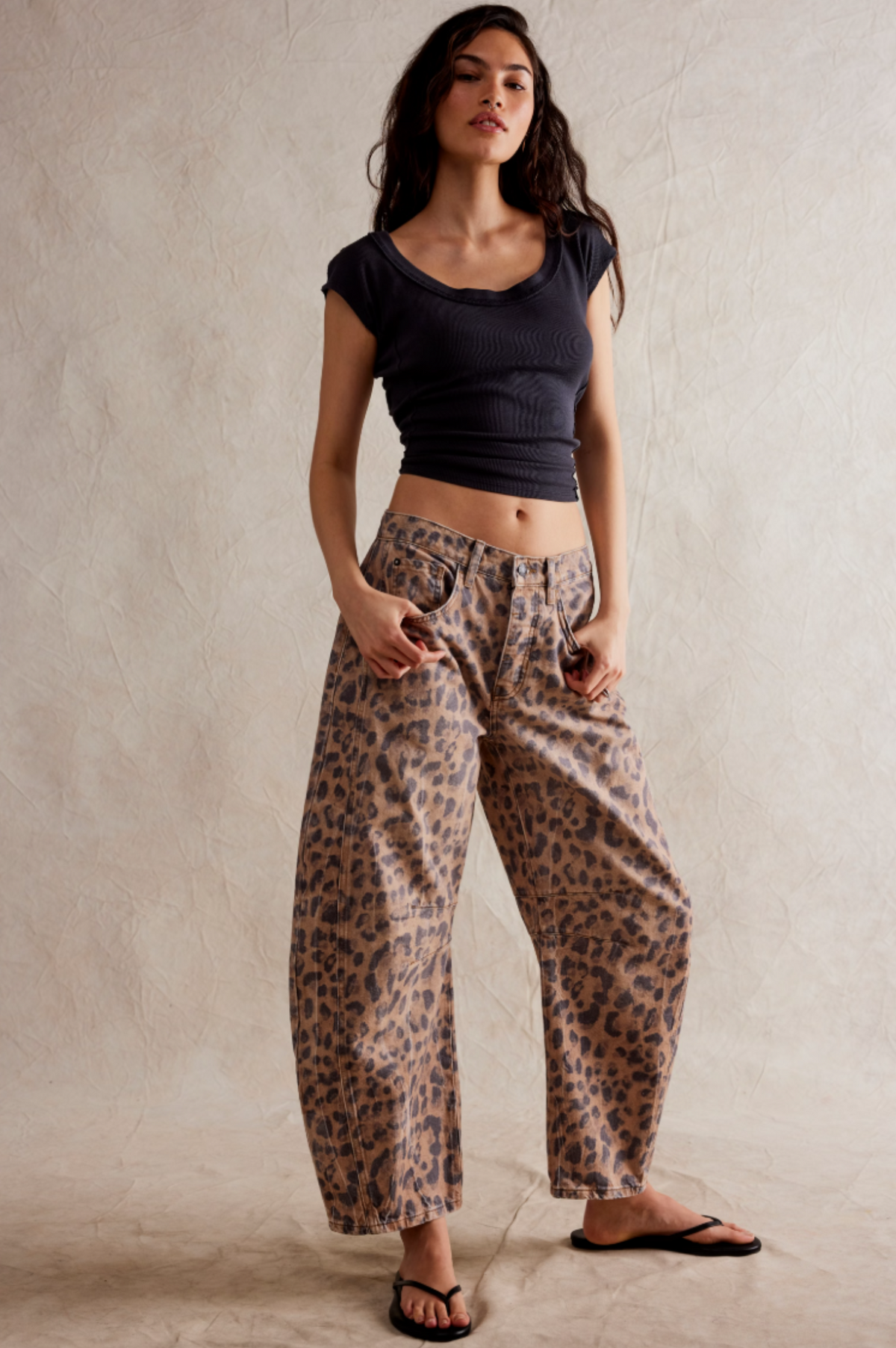 Good Luck Printed Barrel Jeans