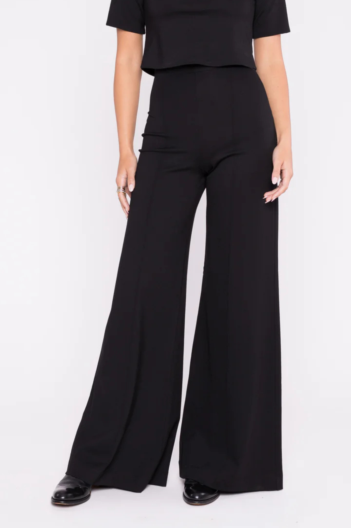 Ponte Knit Wide Leg Pant