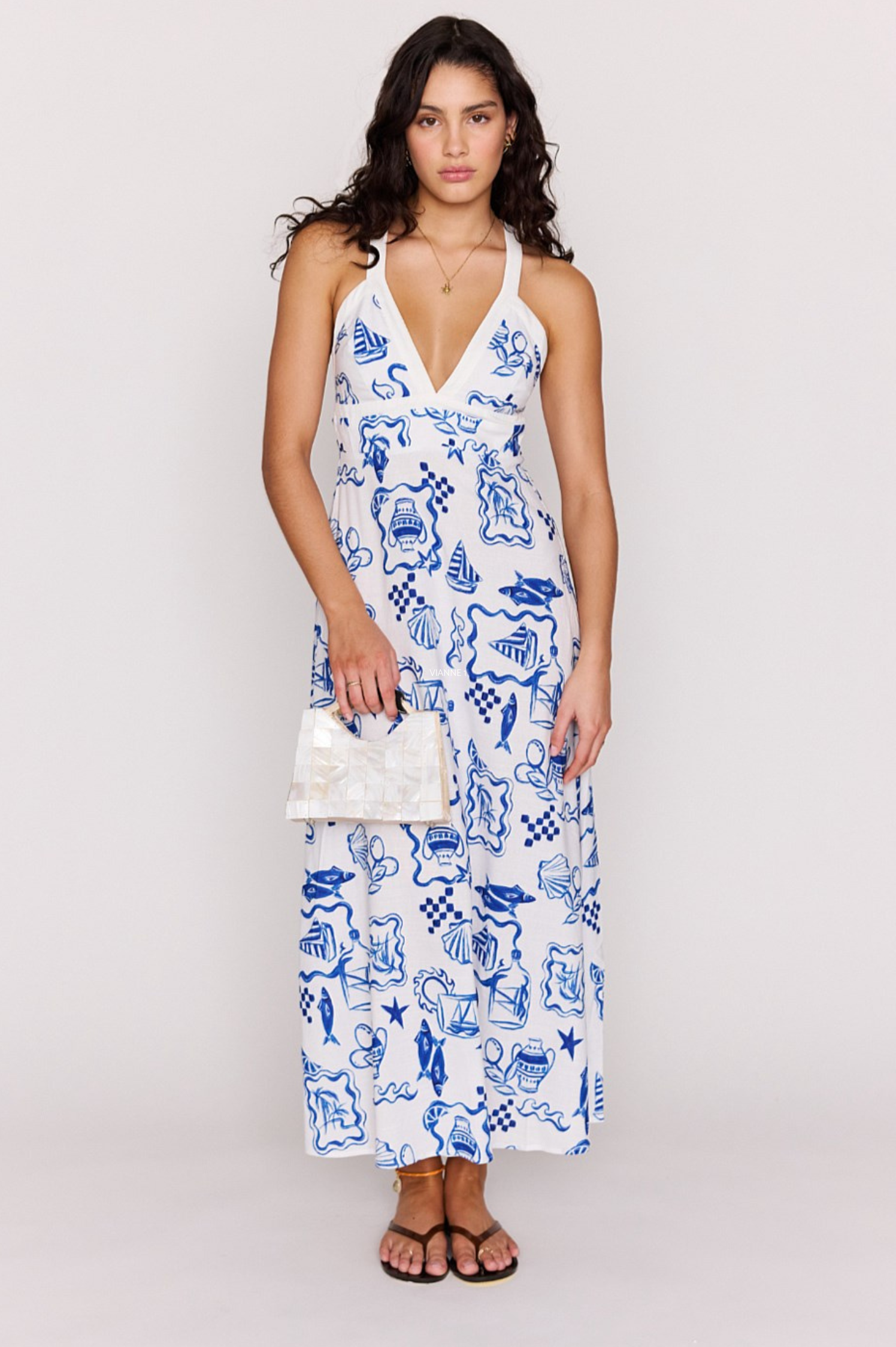 Baci Cross Back Midi Dress