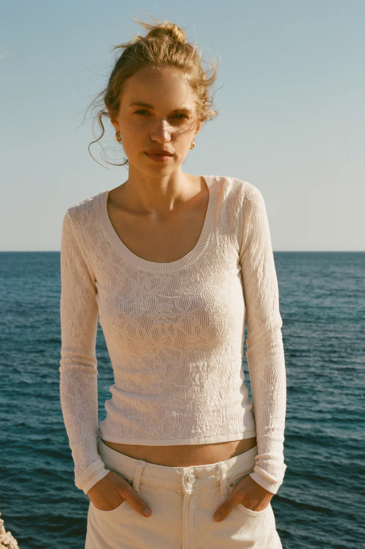 Tibi Scoop Mesh Sweater