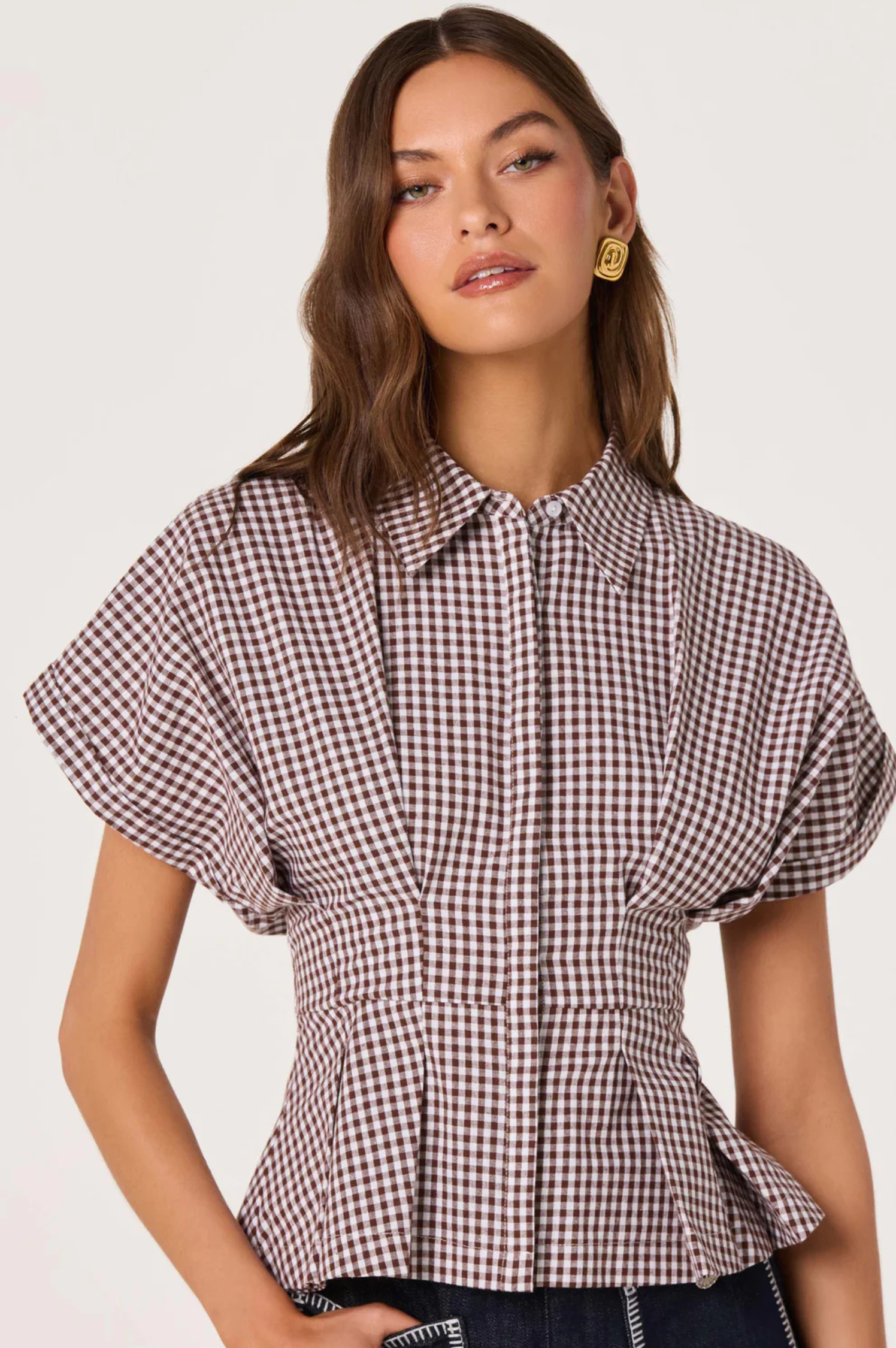Beck Pleated Button-Front Top
