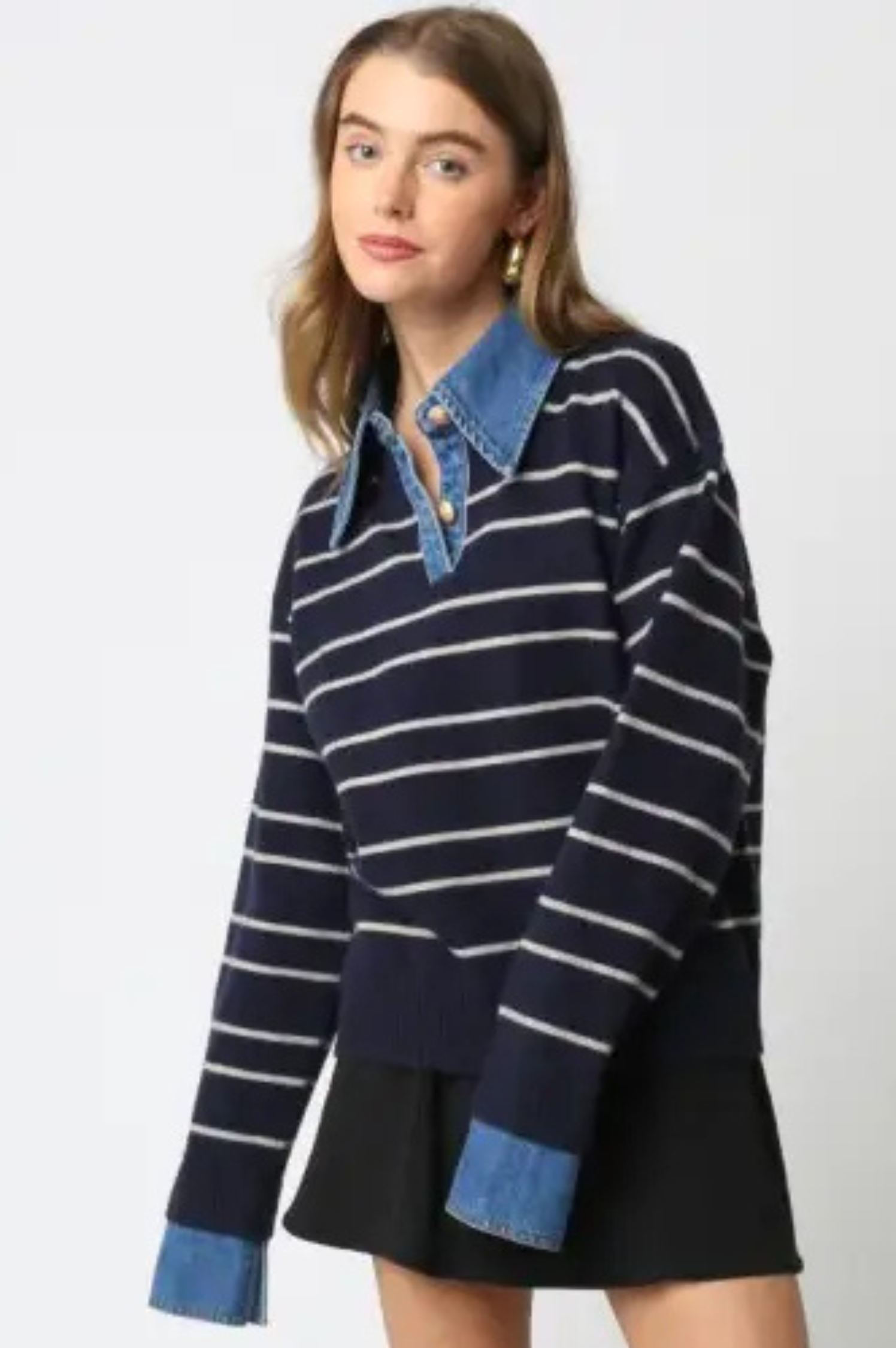 Sofia Stripe Denim Combo Top