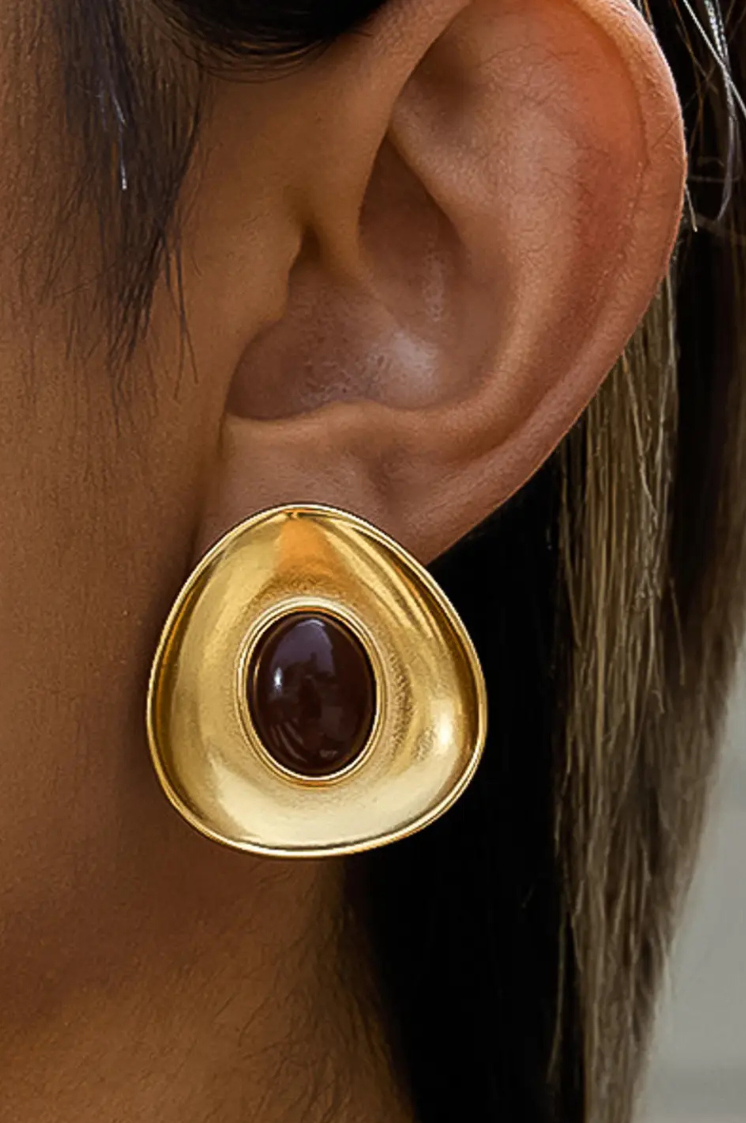 Vionnet Gemstone Oval Earrings