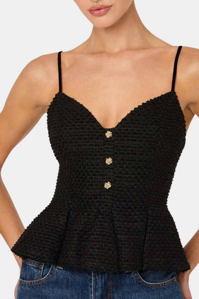 Paislee Satin Pleated Peplum Top - Boem