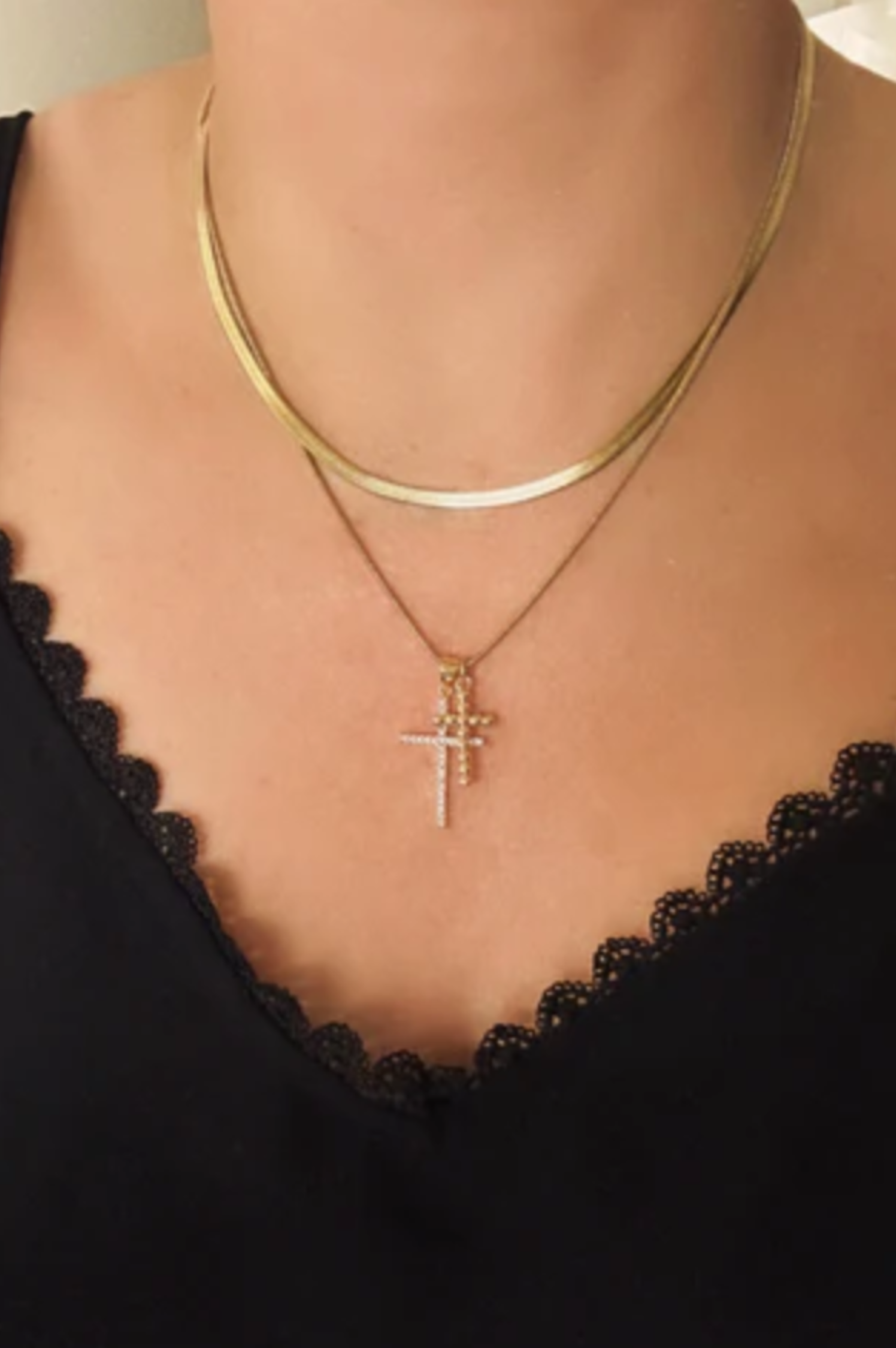 Double Crossed 2 Layer Necklace