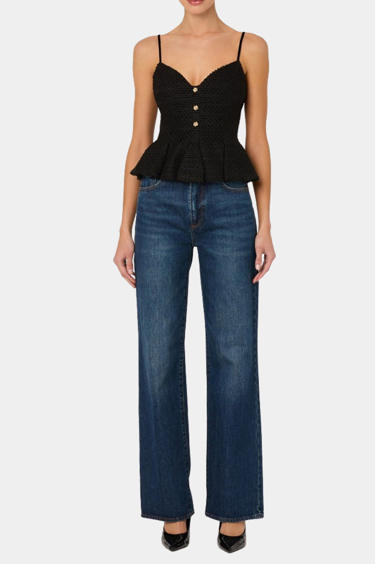 Paislee Satin Pleated Peplum Top