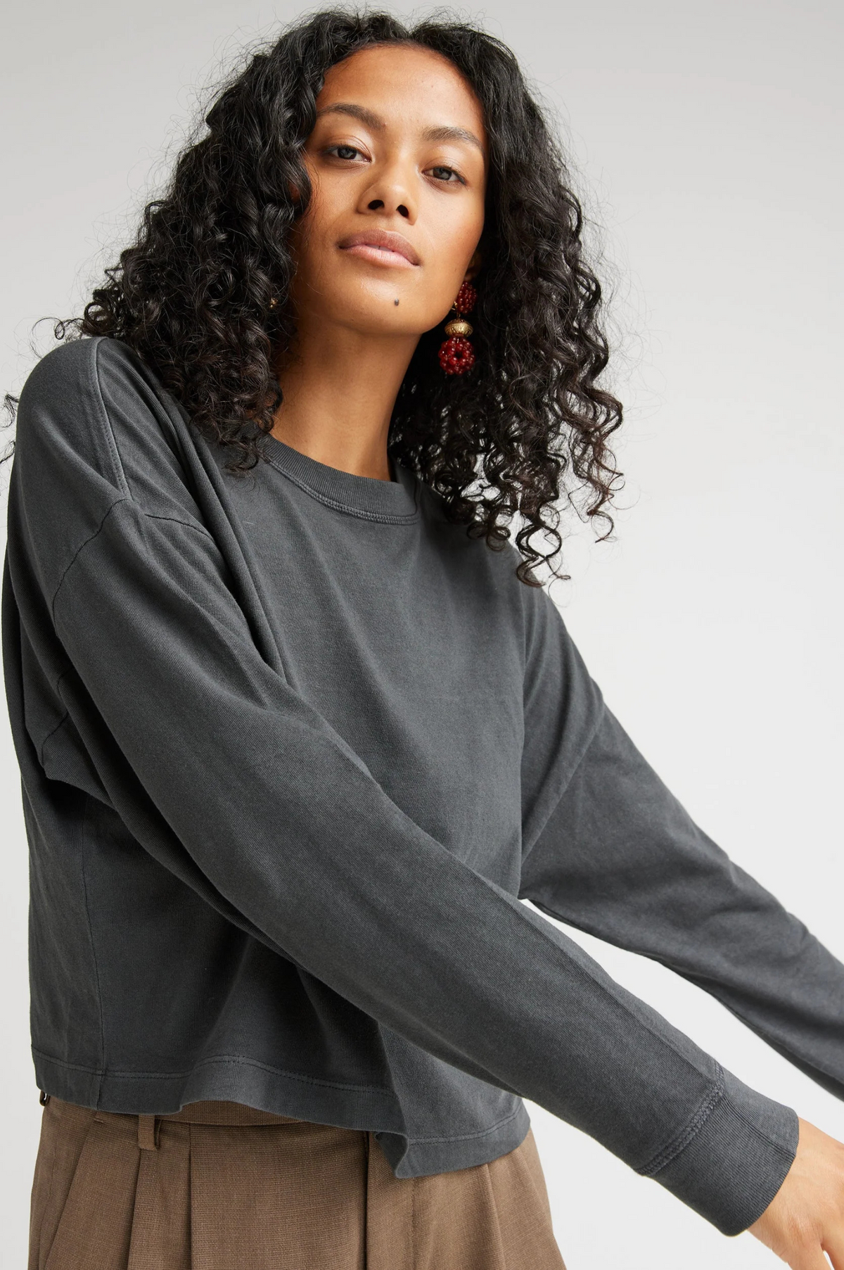 Relaxed Crop Long Sleeve Tee