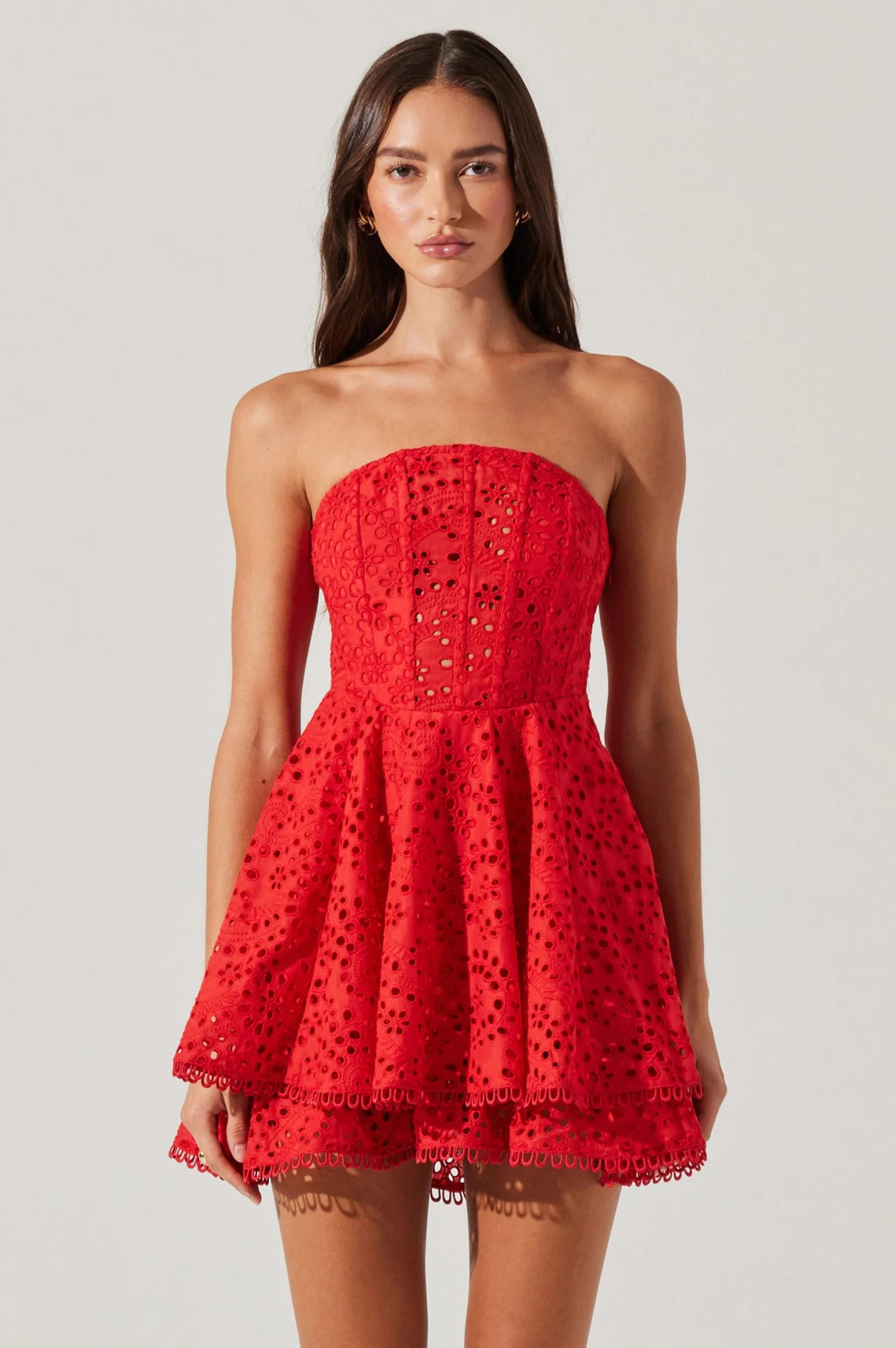 Deasia Strapless Eyelet Mini Dress