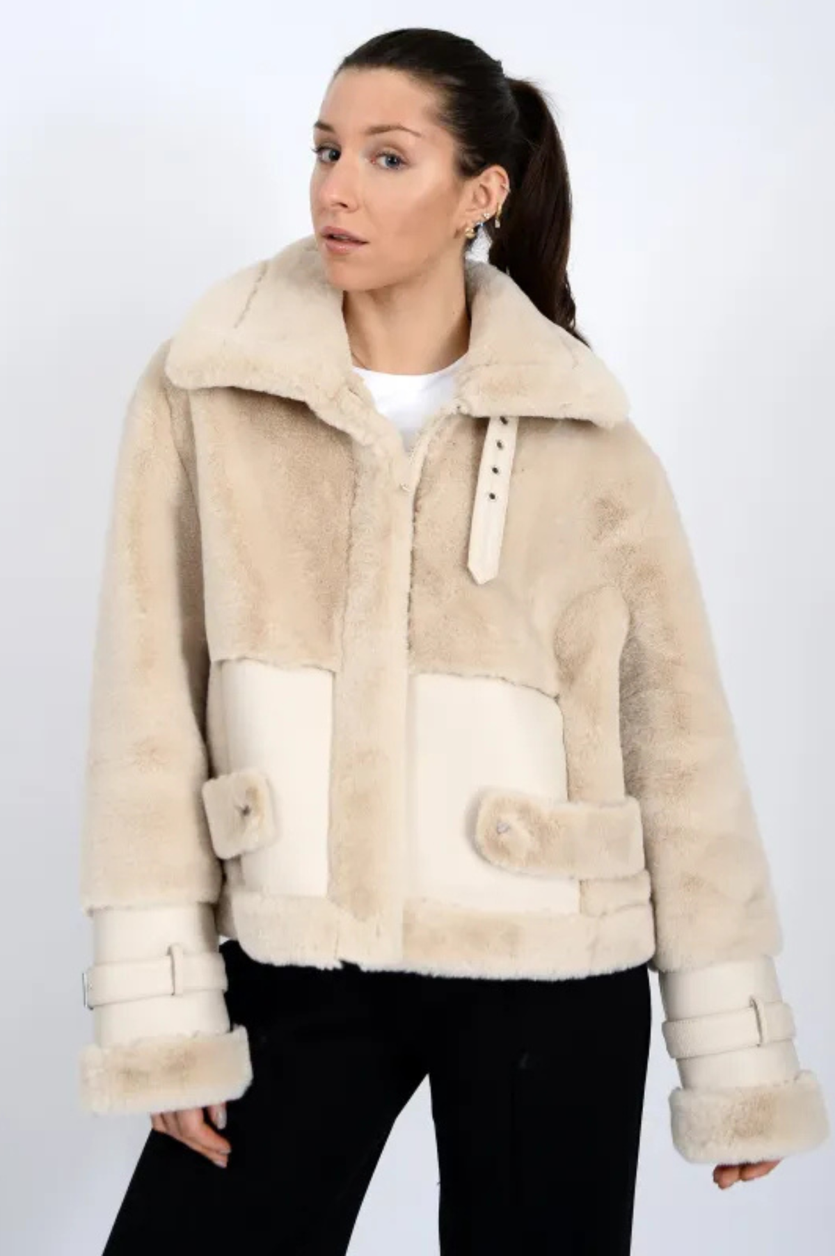 Luann Mink Faux Fur Leather Jacket