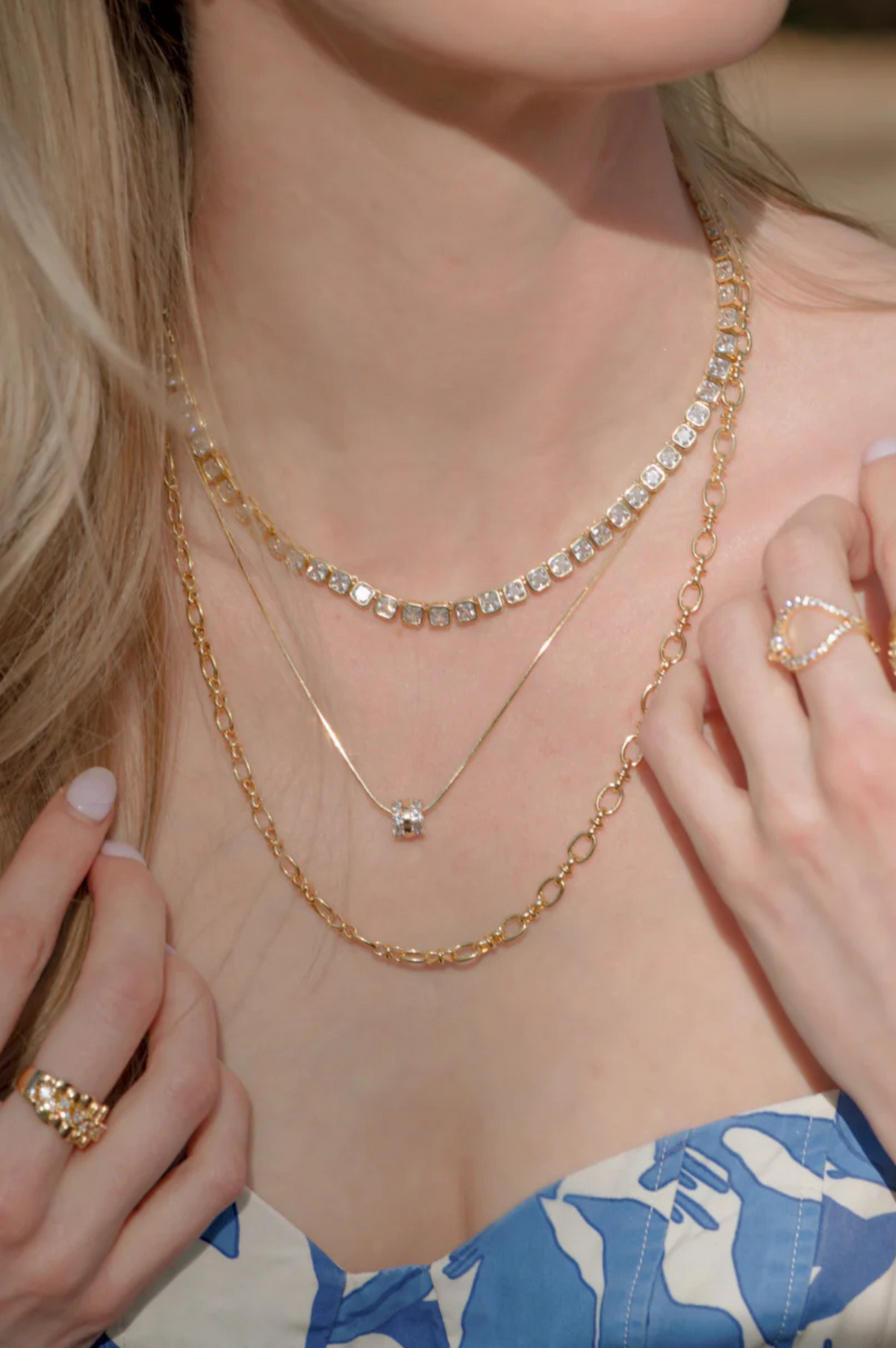 Blaire Square Tennis Necklace