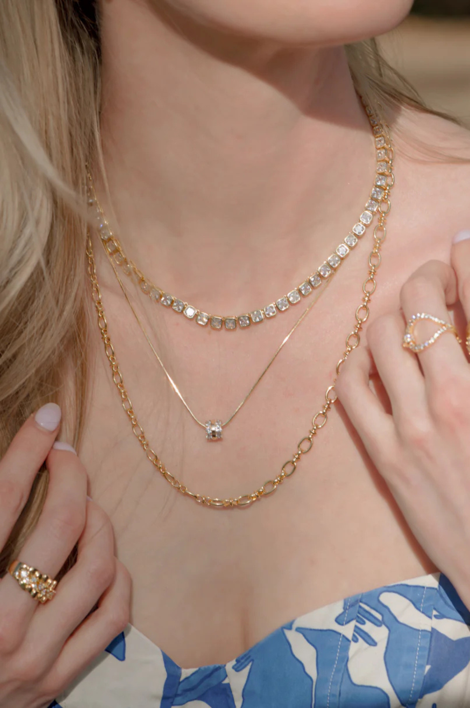 Blaire Square Tennis Necklace