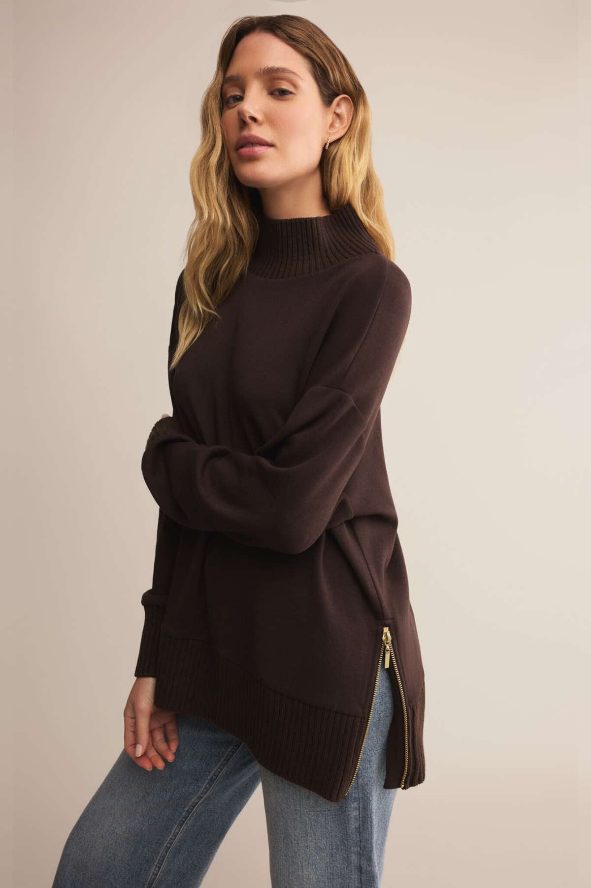 Sable Luxe Mock Neck Top