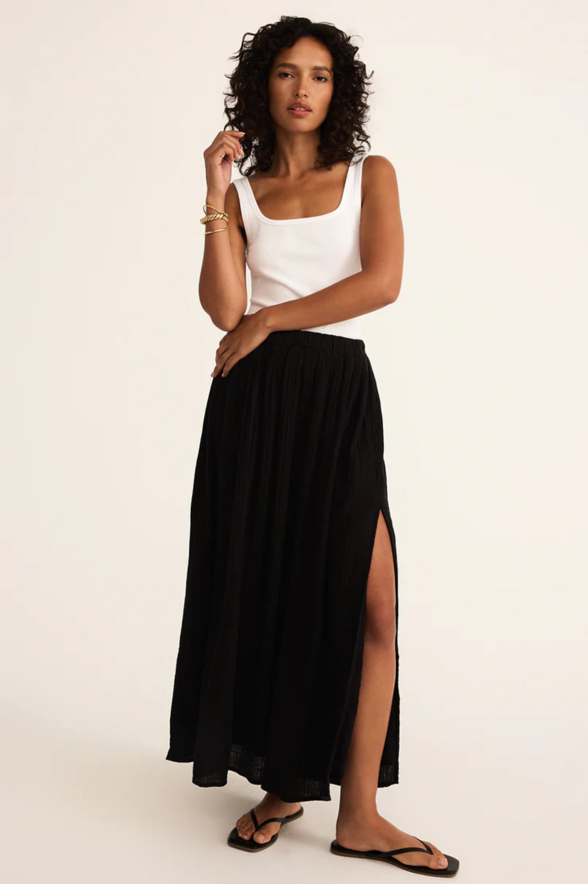 Reina Airy Gauze Midi Skirt