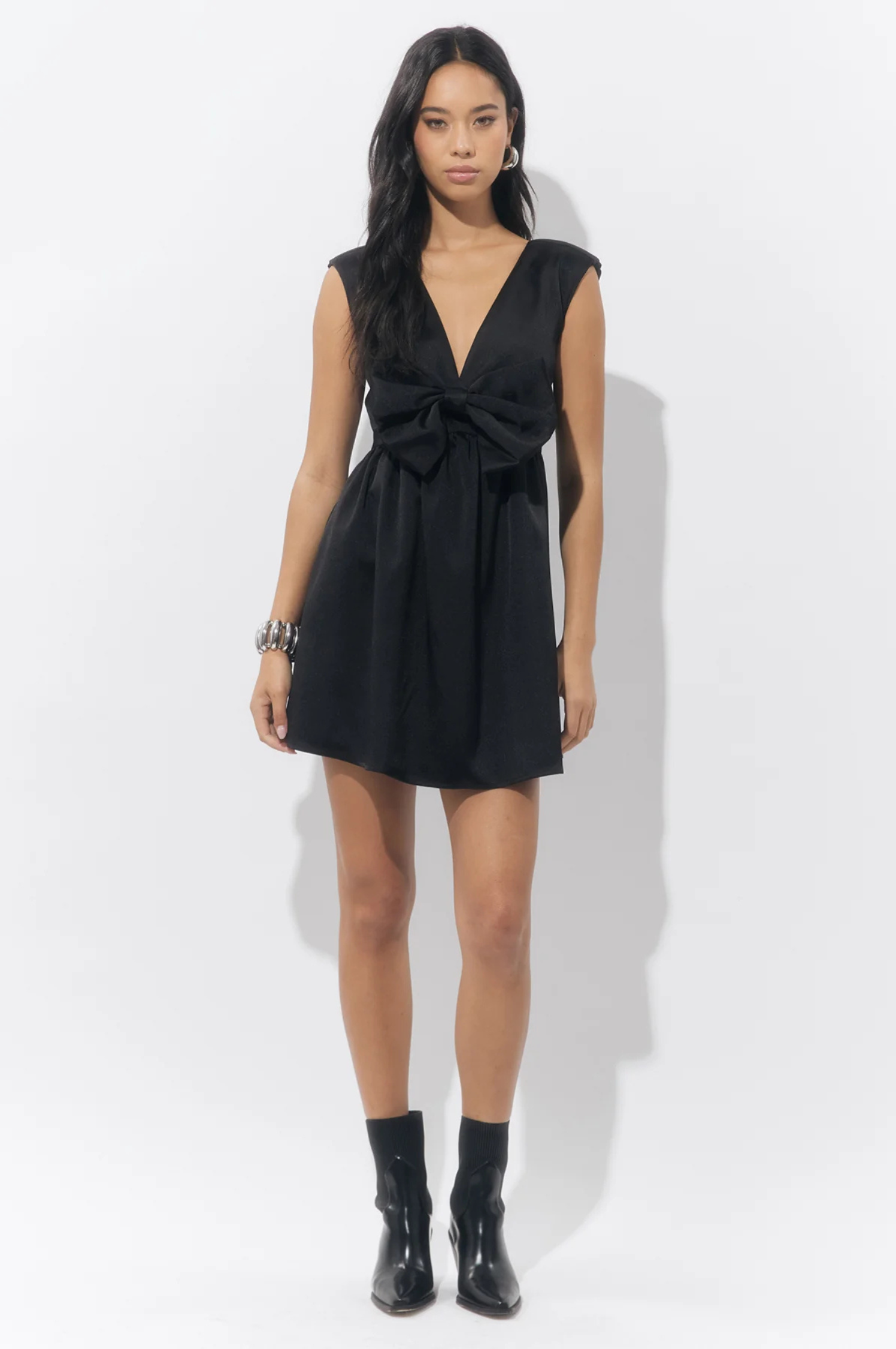 Elaine Bow Taffeta Mini Dress