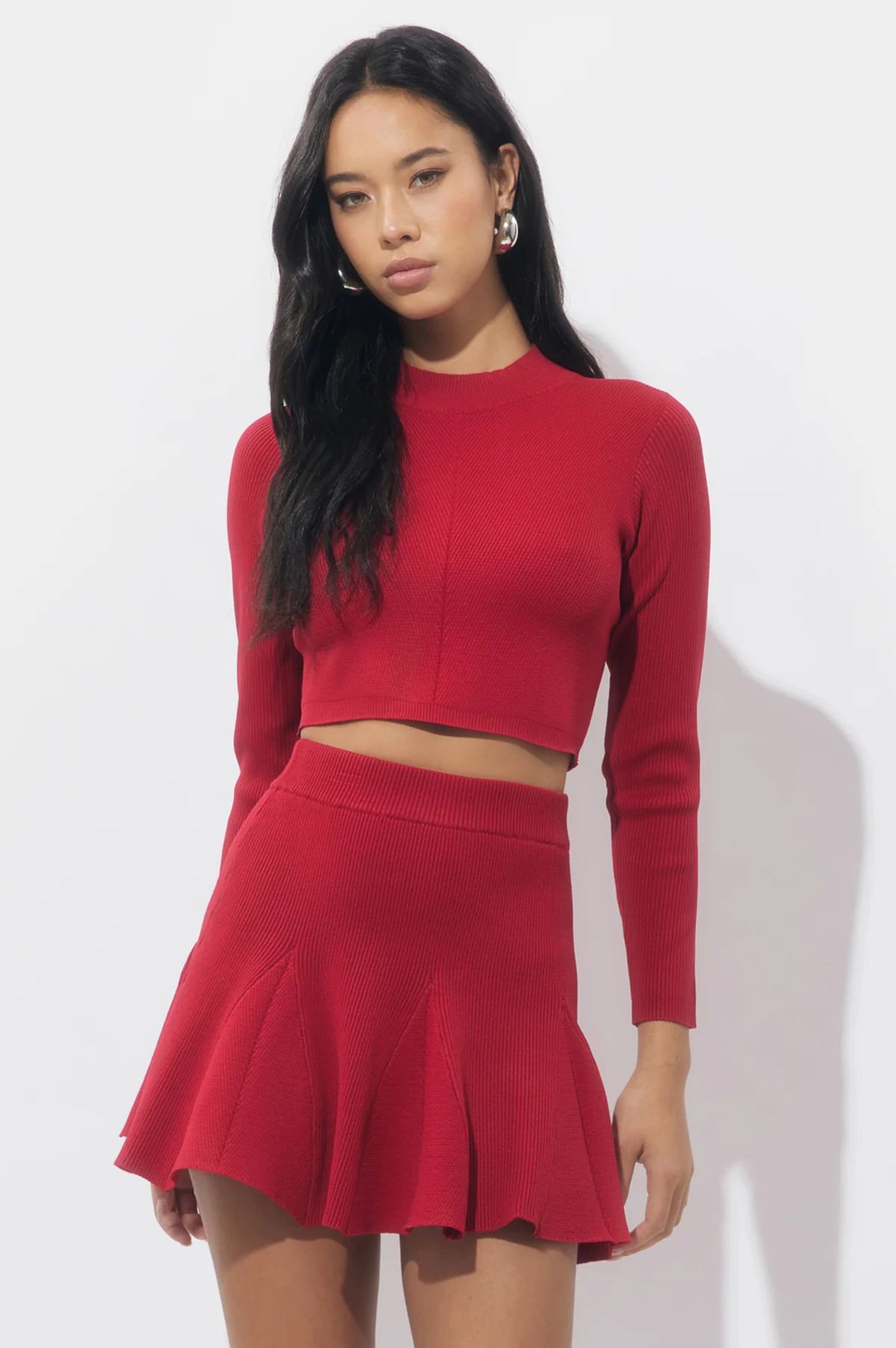 Eleanor Godets Rib Knit Mini Skirt