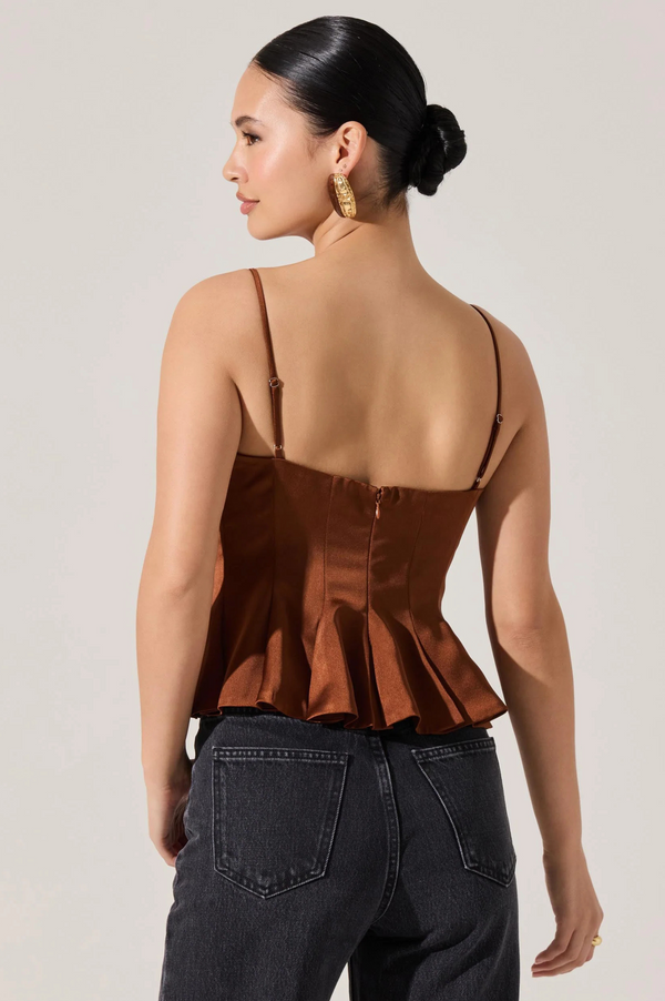Paislee Satin Pleated Peplum Top - Boem