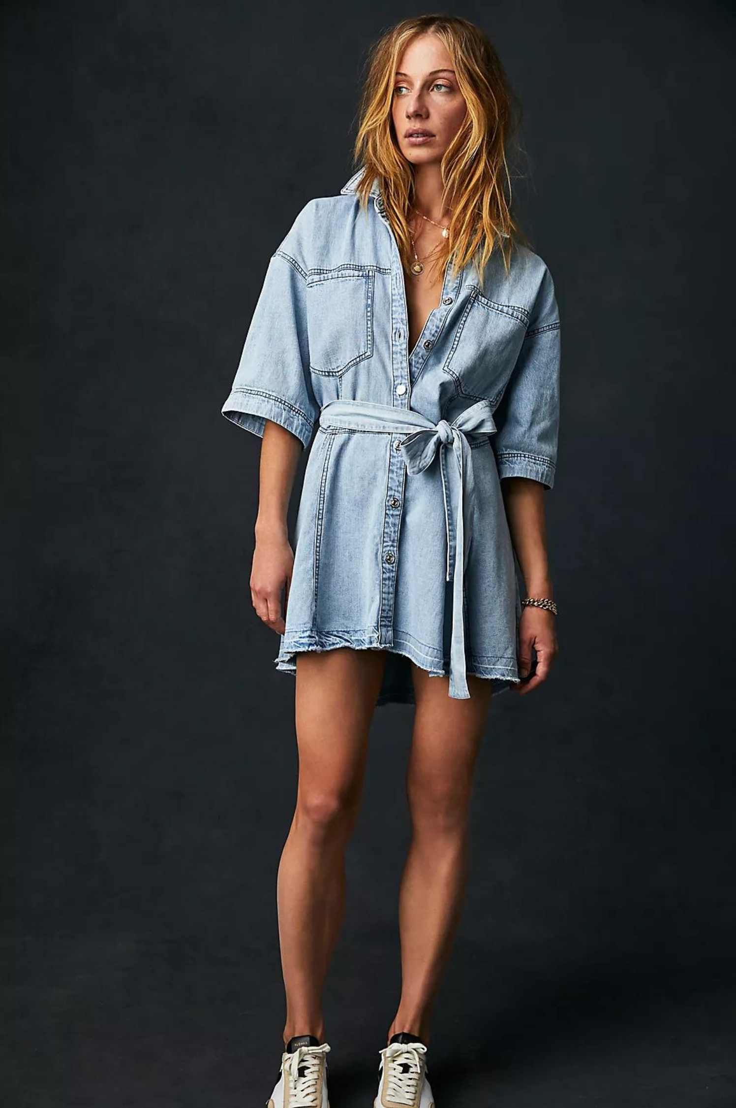 Sunisery Women Denim Shirt Dresses Long Sleeve Distressed Jean Dress Button  Down Casual Tunic Top - Walmart.com