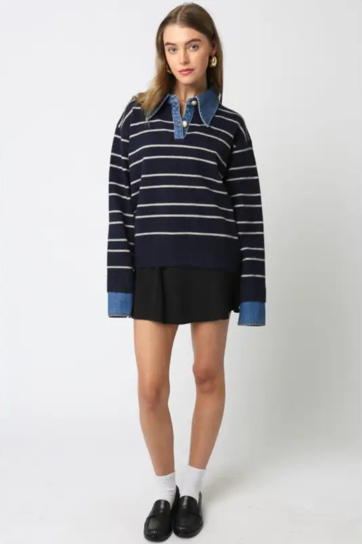 Sofia Stripe Denim Combo Top