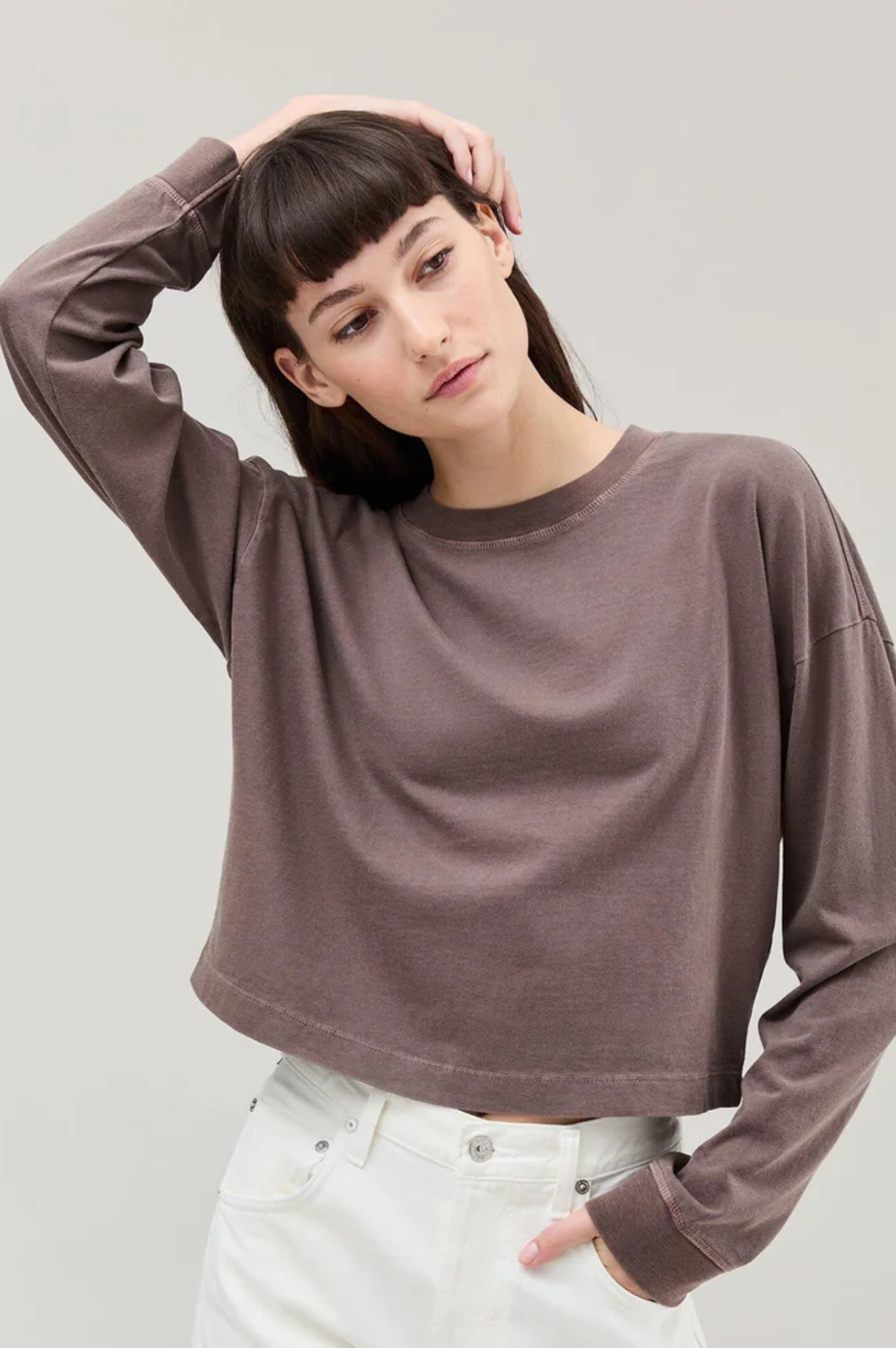 Relaxed Crop Long Sleeve Tee