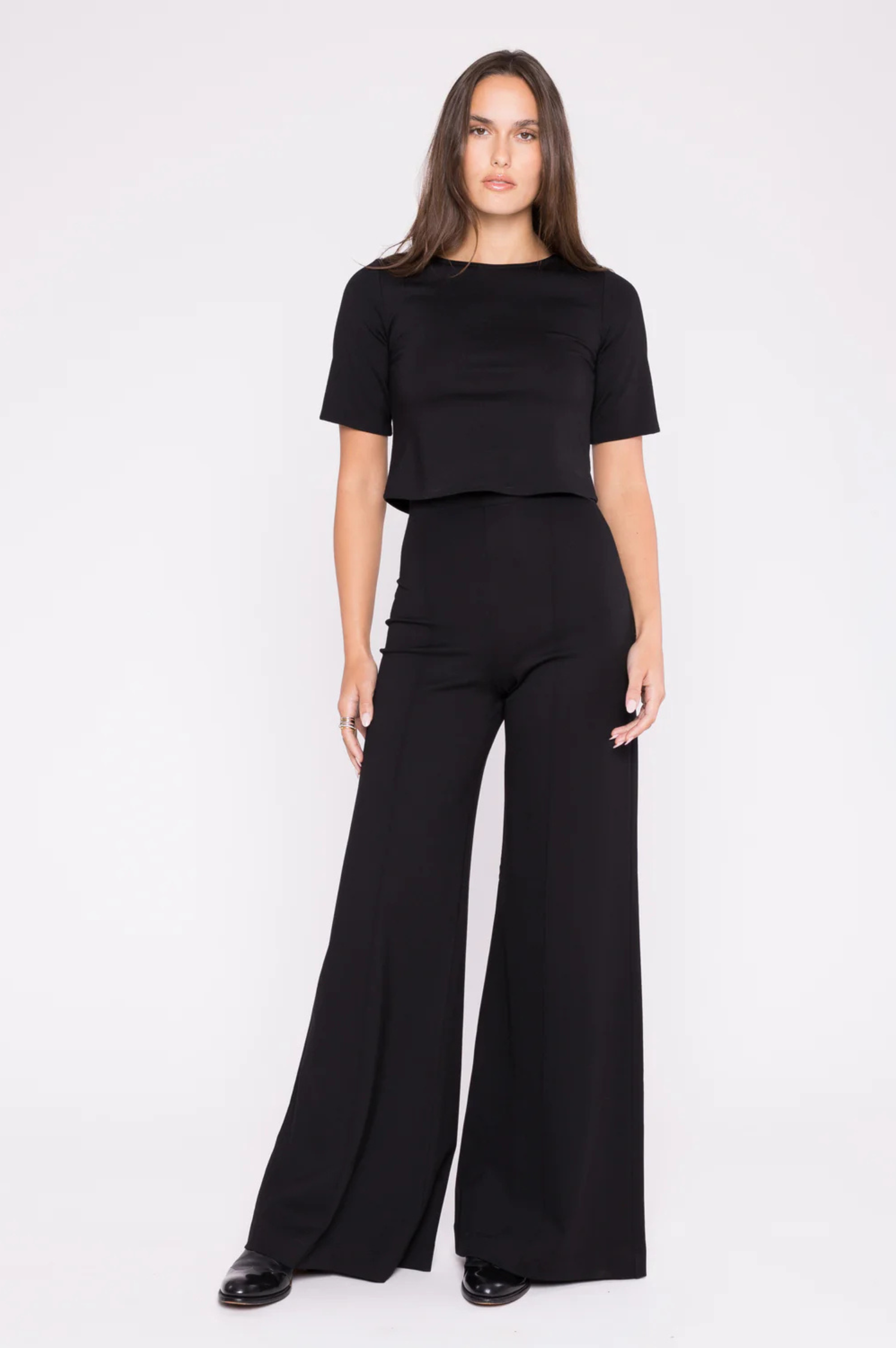 Ponte Knit Wide Leg Pant