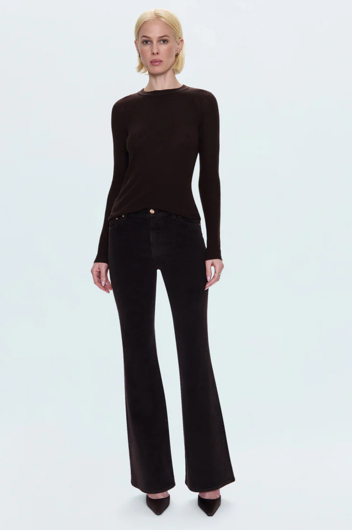 Kinsley Mid Rise Ultra Flare Jean - Mocha