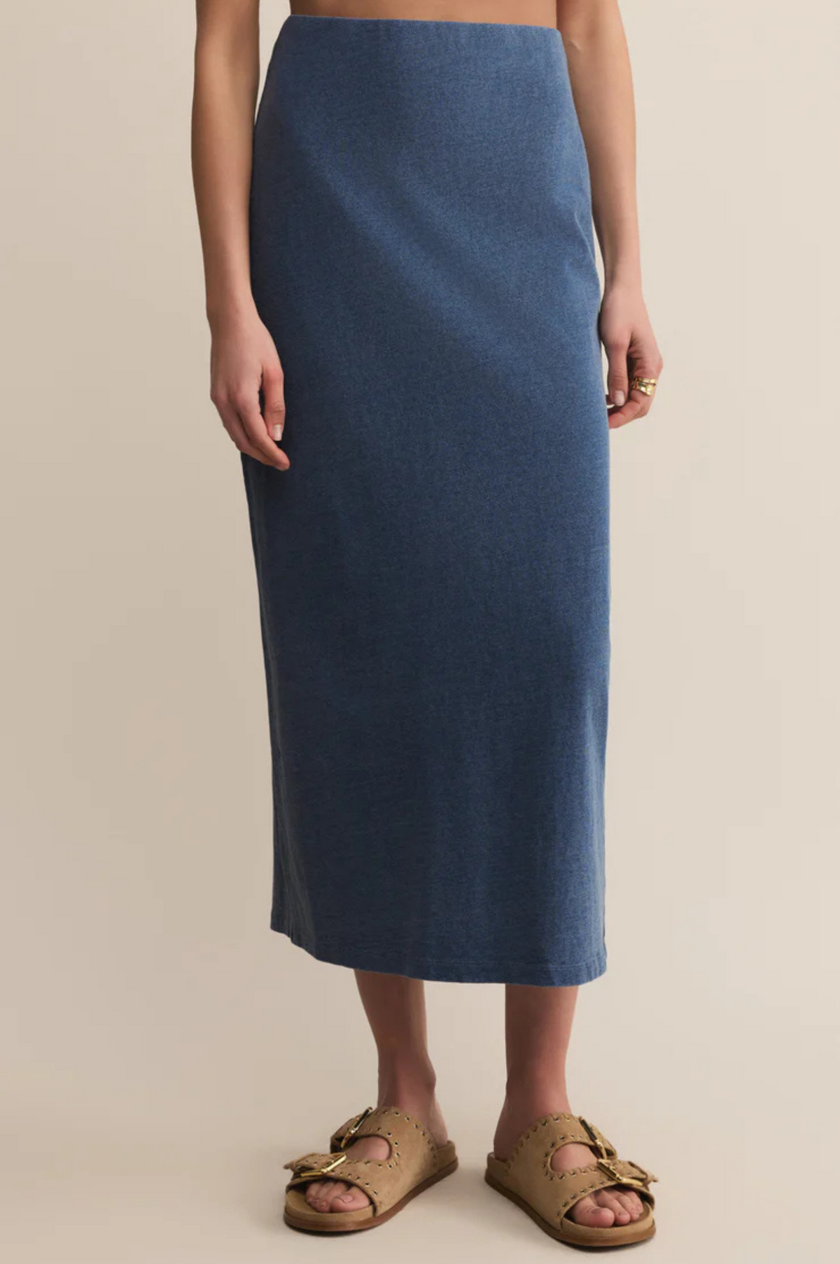 Gail Jersey Denim Midi Skirt