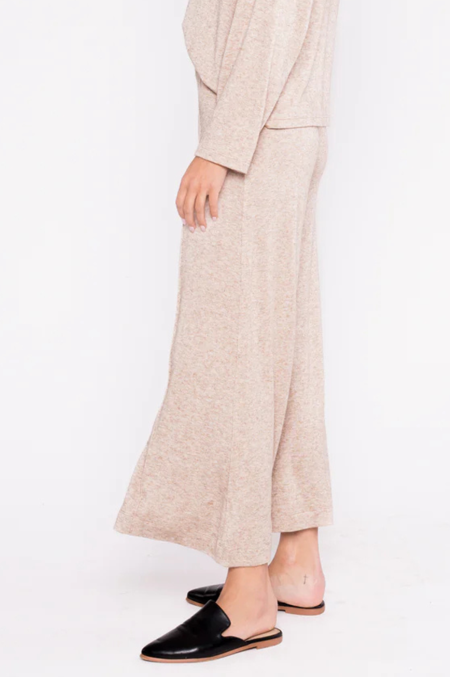 Sweater Knit Cropped Wide Leg Pant