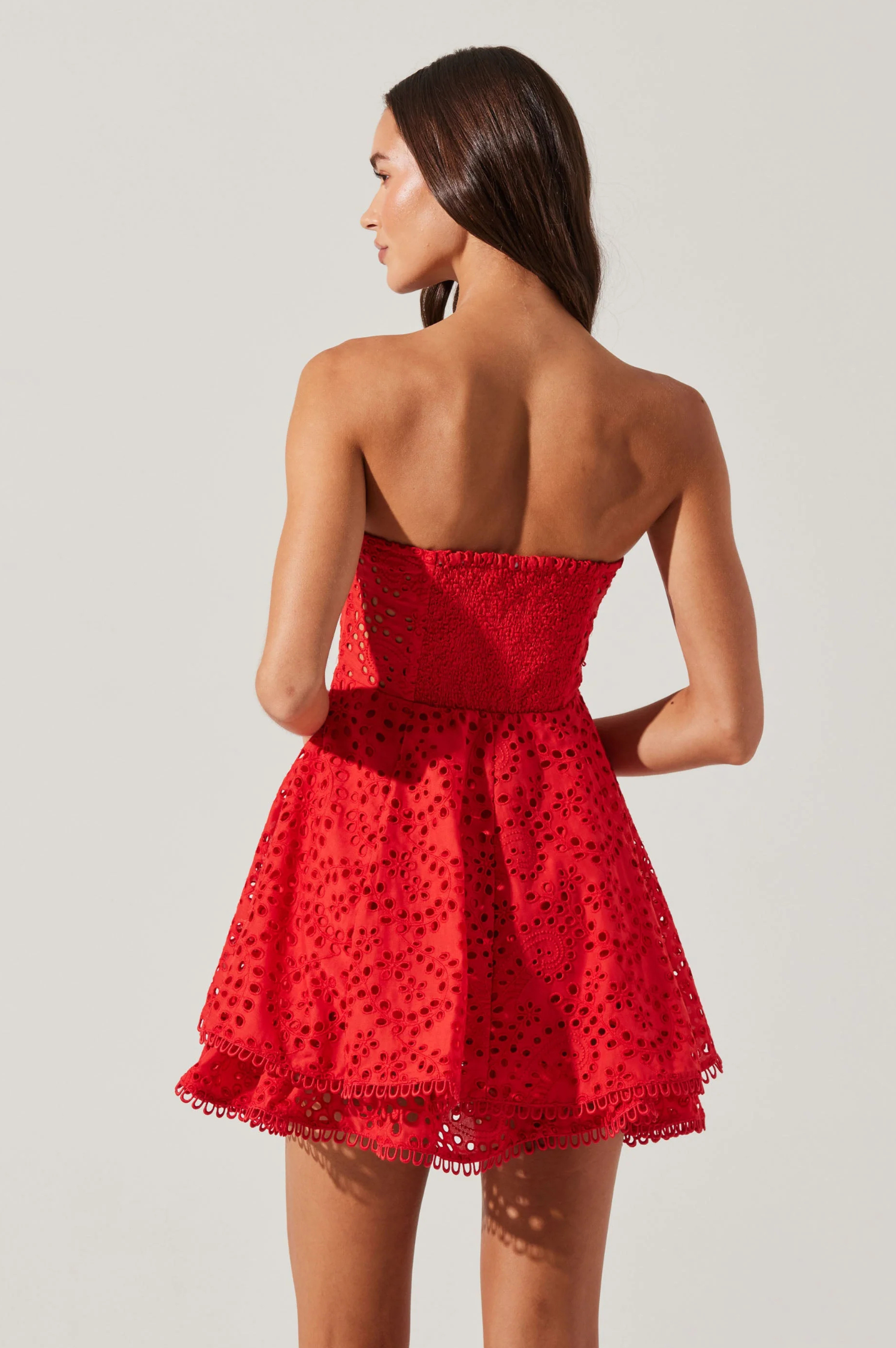 Deasia Strapless Eyelet Mini Dress