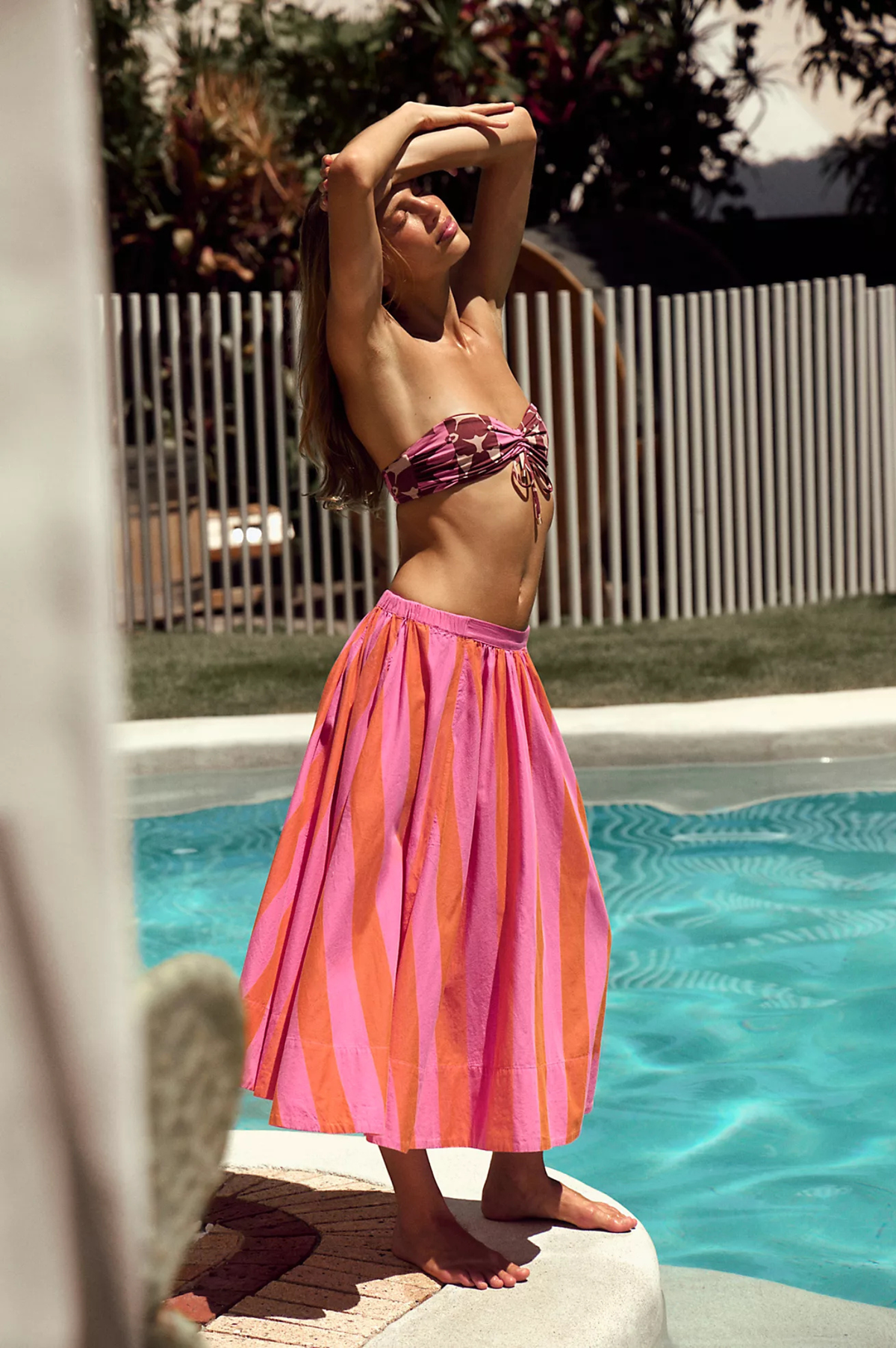 Lowen Striped Midi Skirt