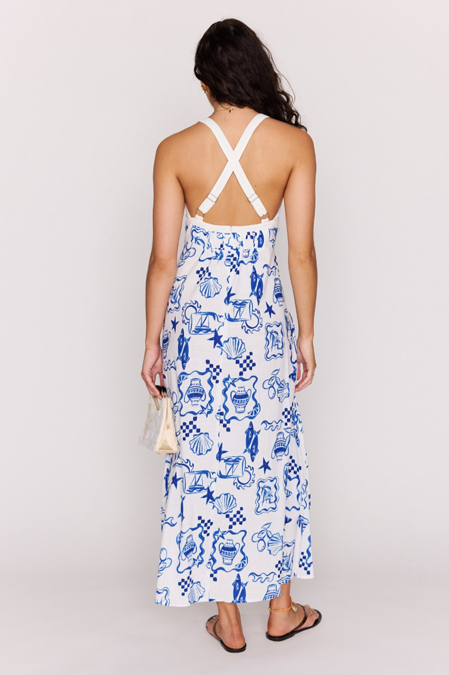 Baci Cross Back Midi Dress
