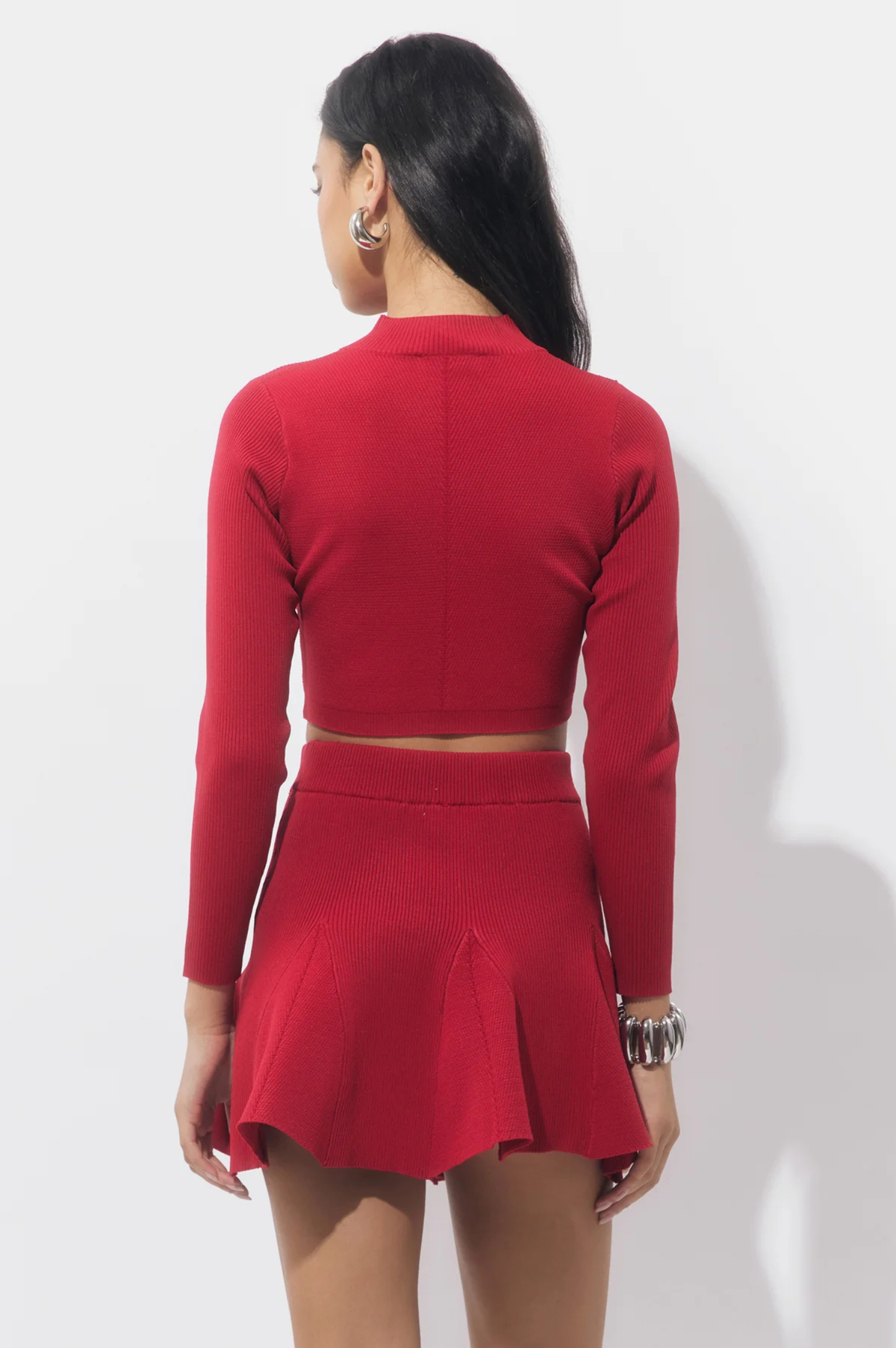 Eleanor Godets Rib Knit Mini Skirt