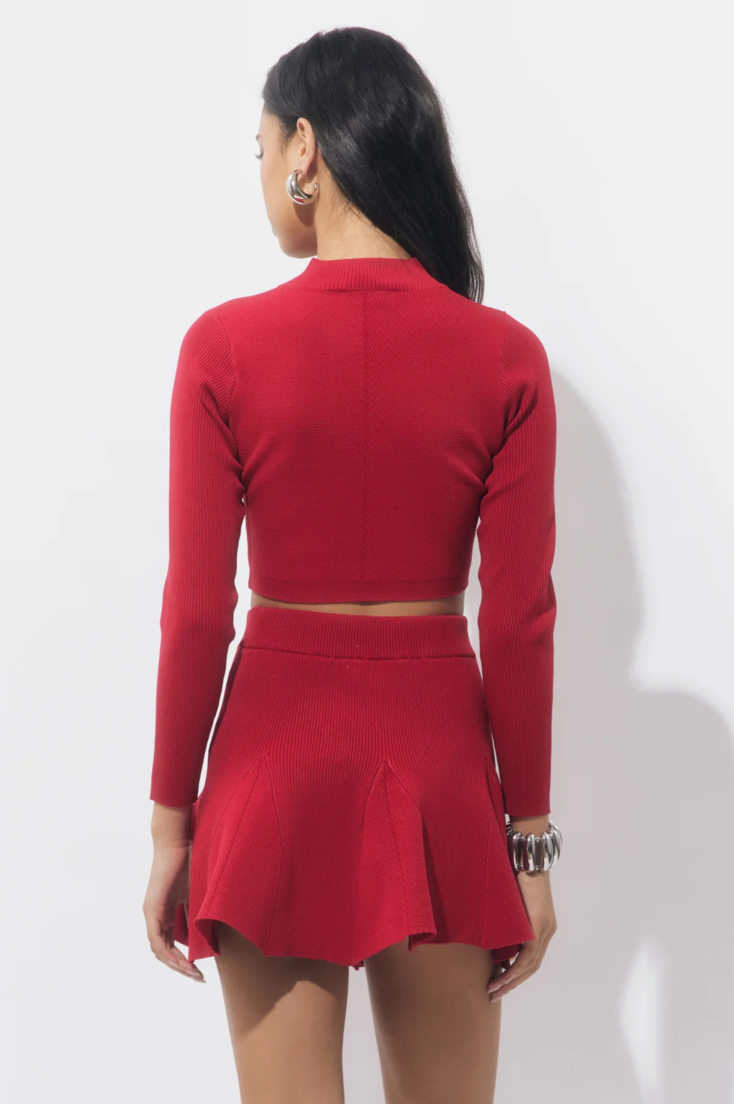 Eleanor Godets Rib Knit Mini Skirt