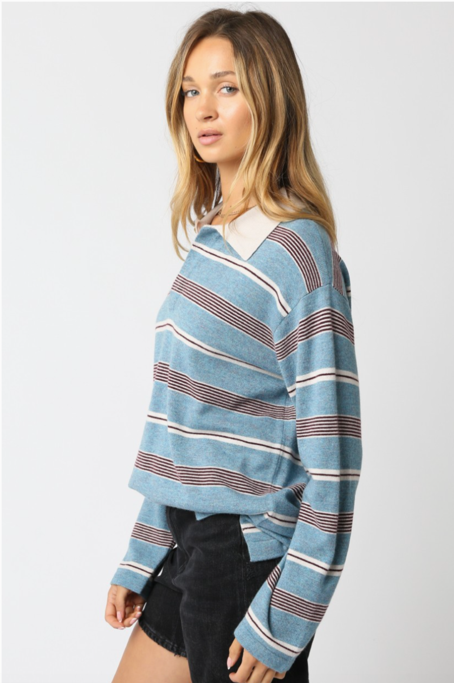 Cara Stripe Polo Sweater