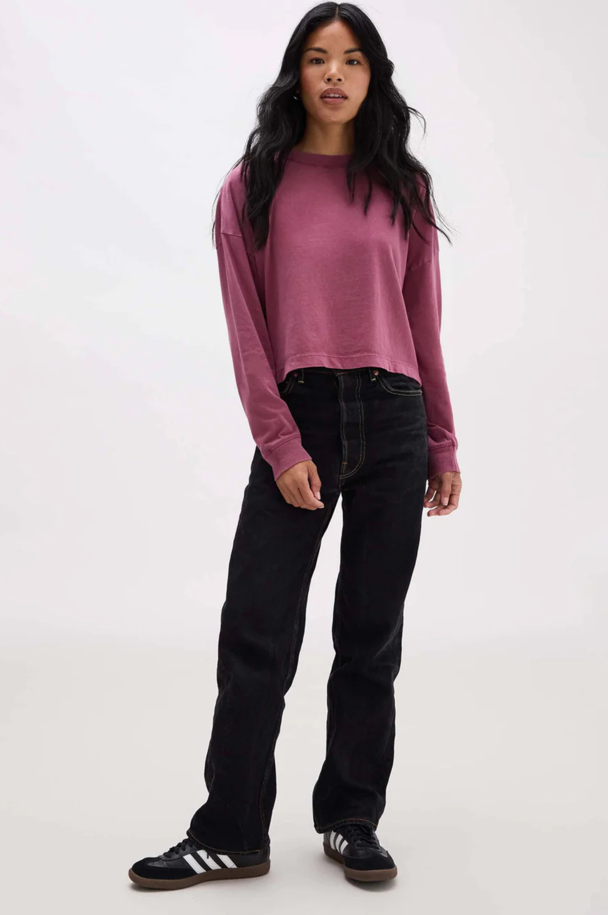 Relaxed Crop Long Sleeve Tee