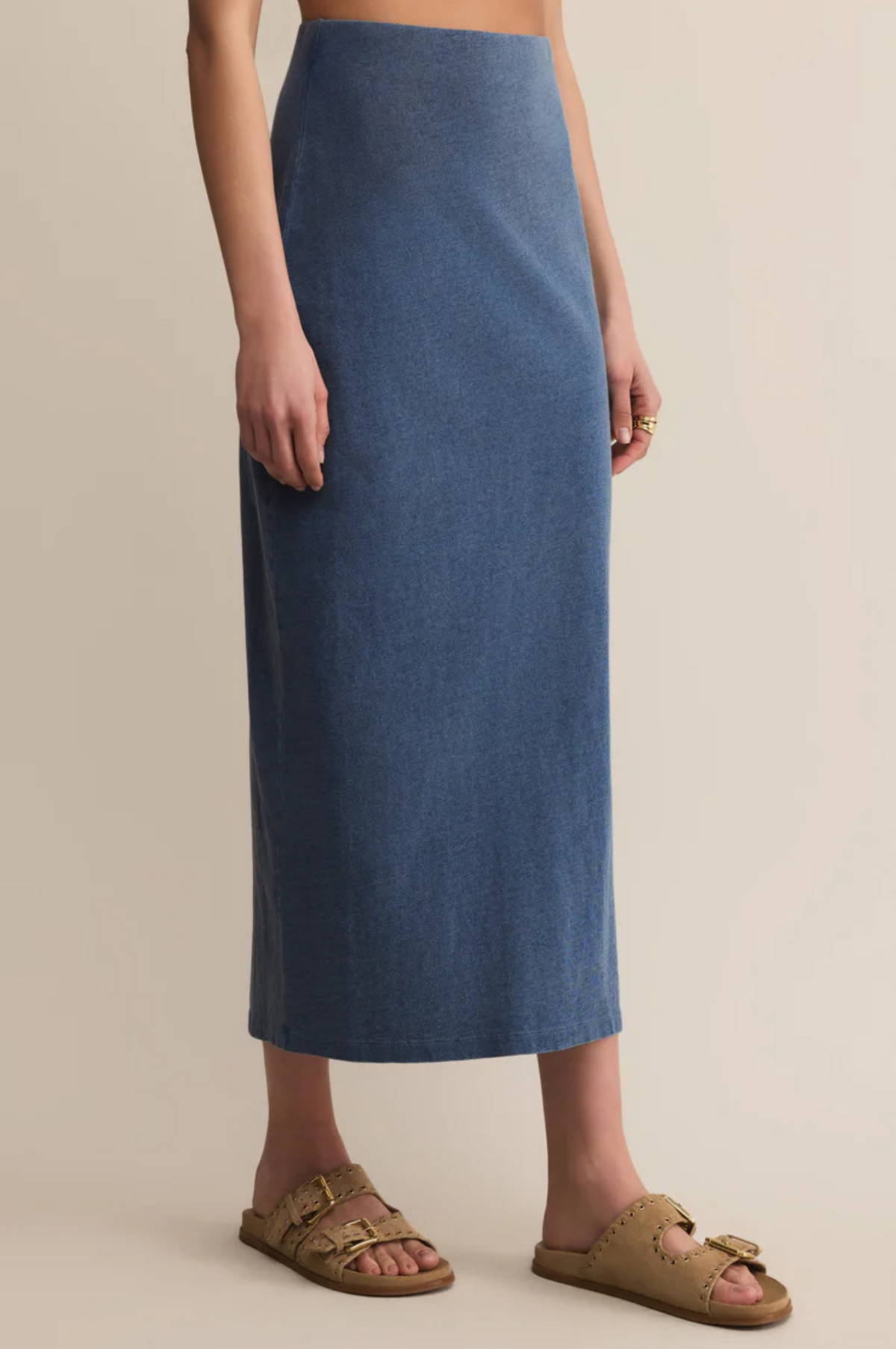 Gail Jersey Denim Midi Skirt