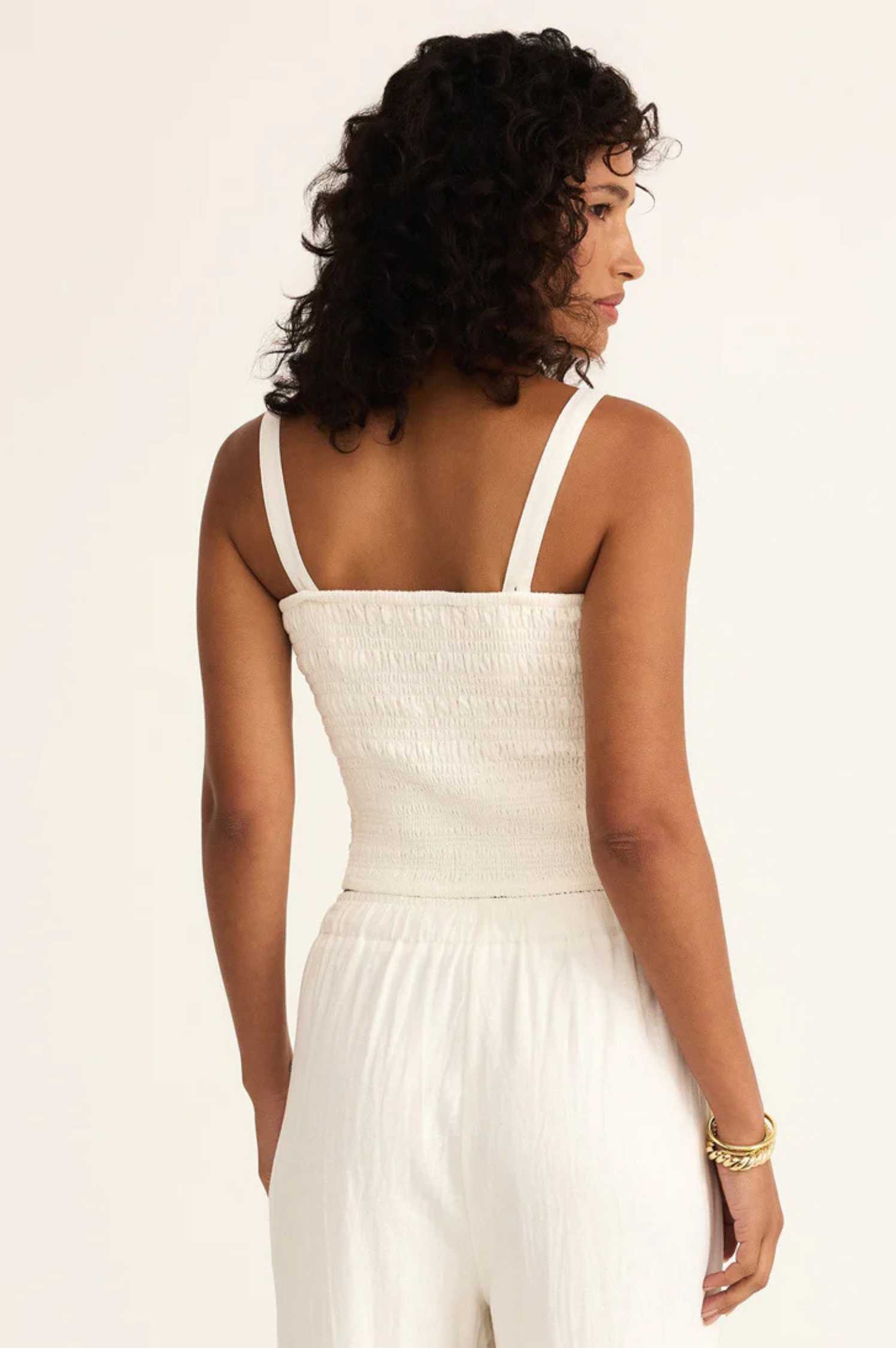 Amelie Smocked Linen Crop Tank