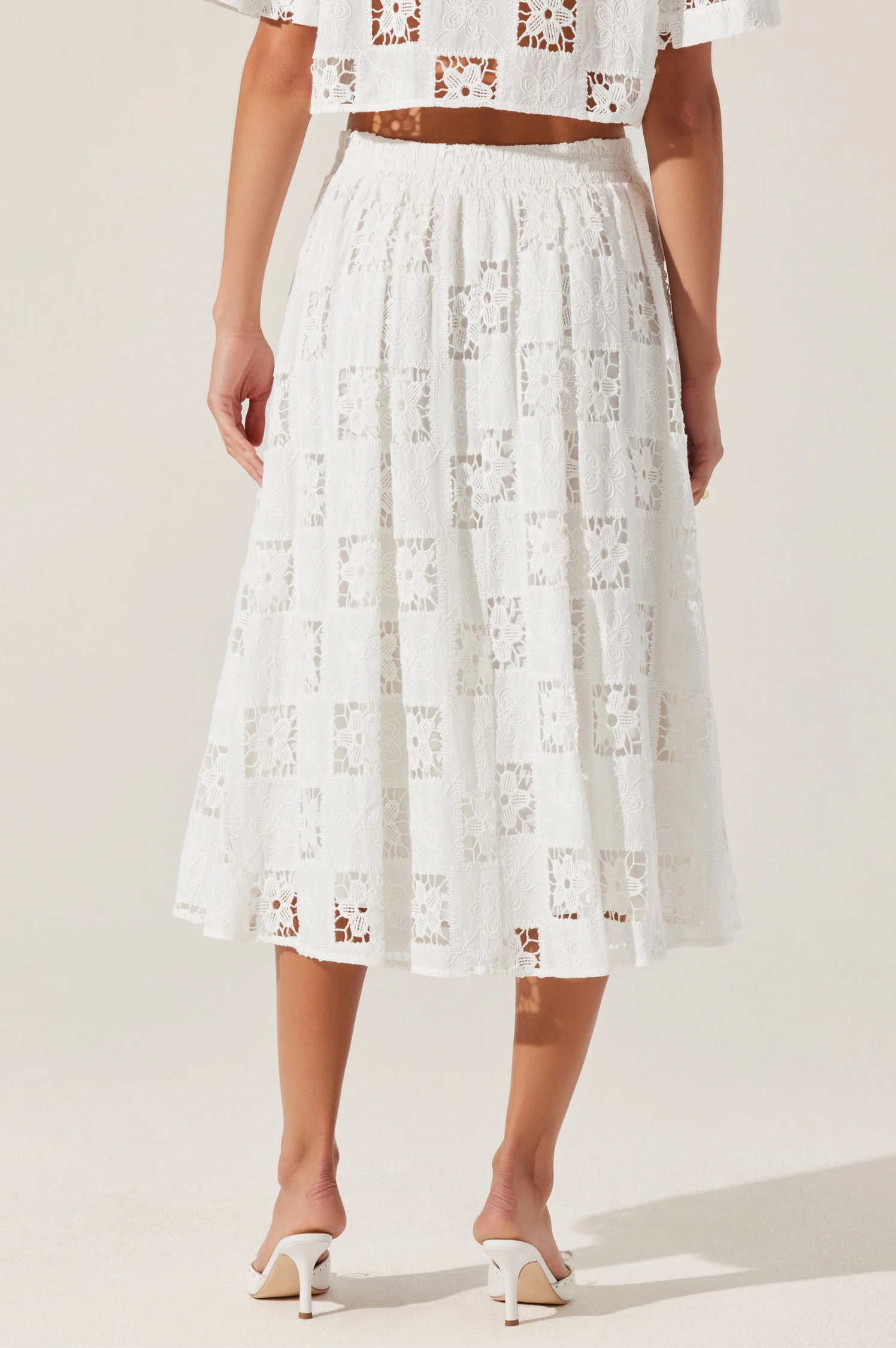 Andolina Crochet Lace Midi Skirt