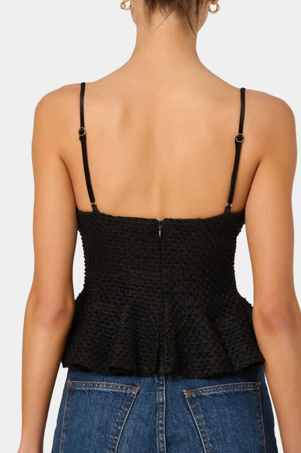 Paislee Satin Pleated Peplum Top - Boem Paislee Satin Pleated Peplum Top - Boem