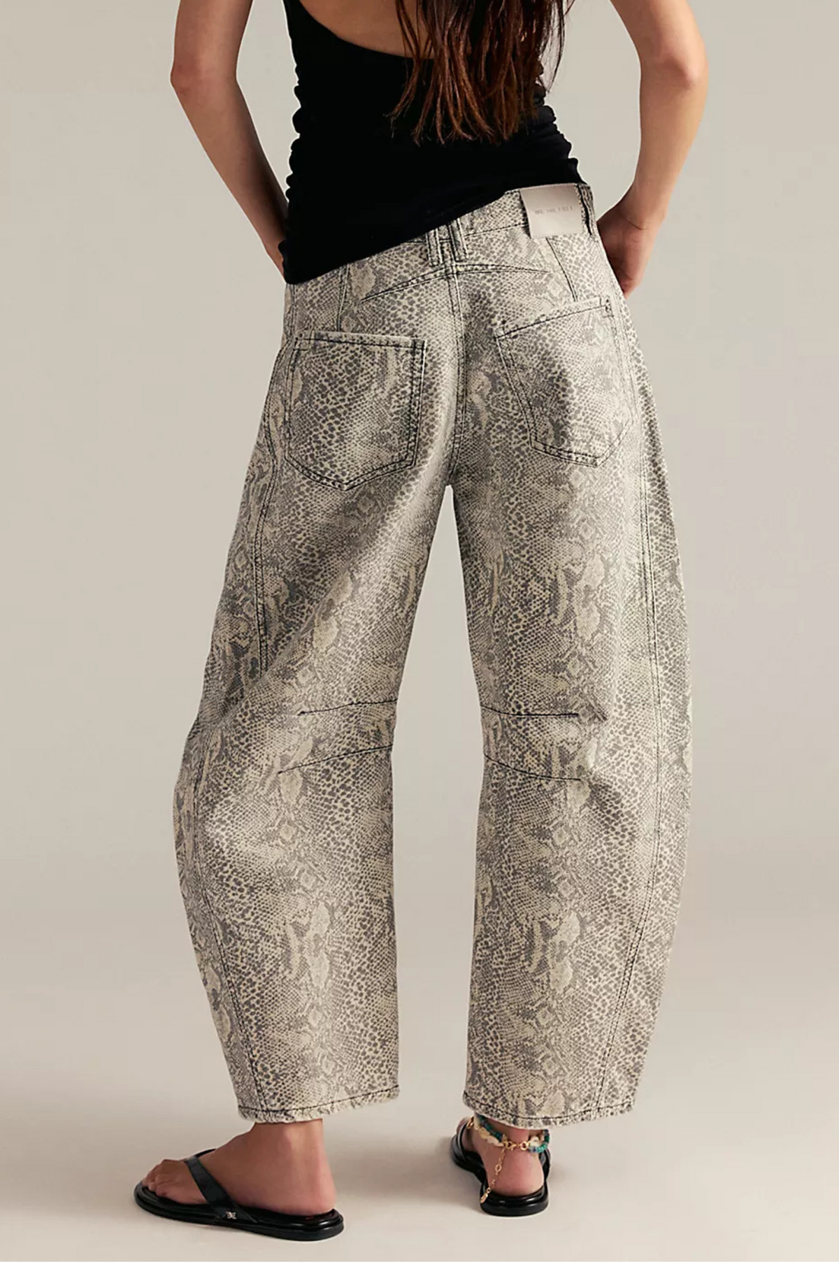 Good Luck Printed Barrel Jeans