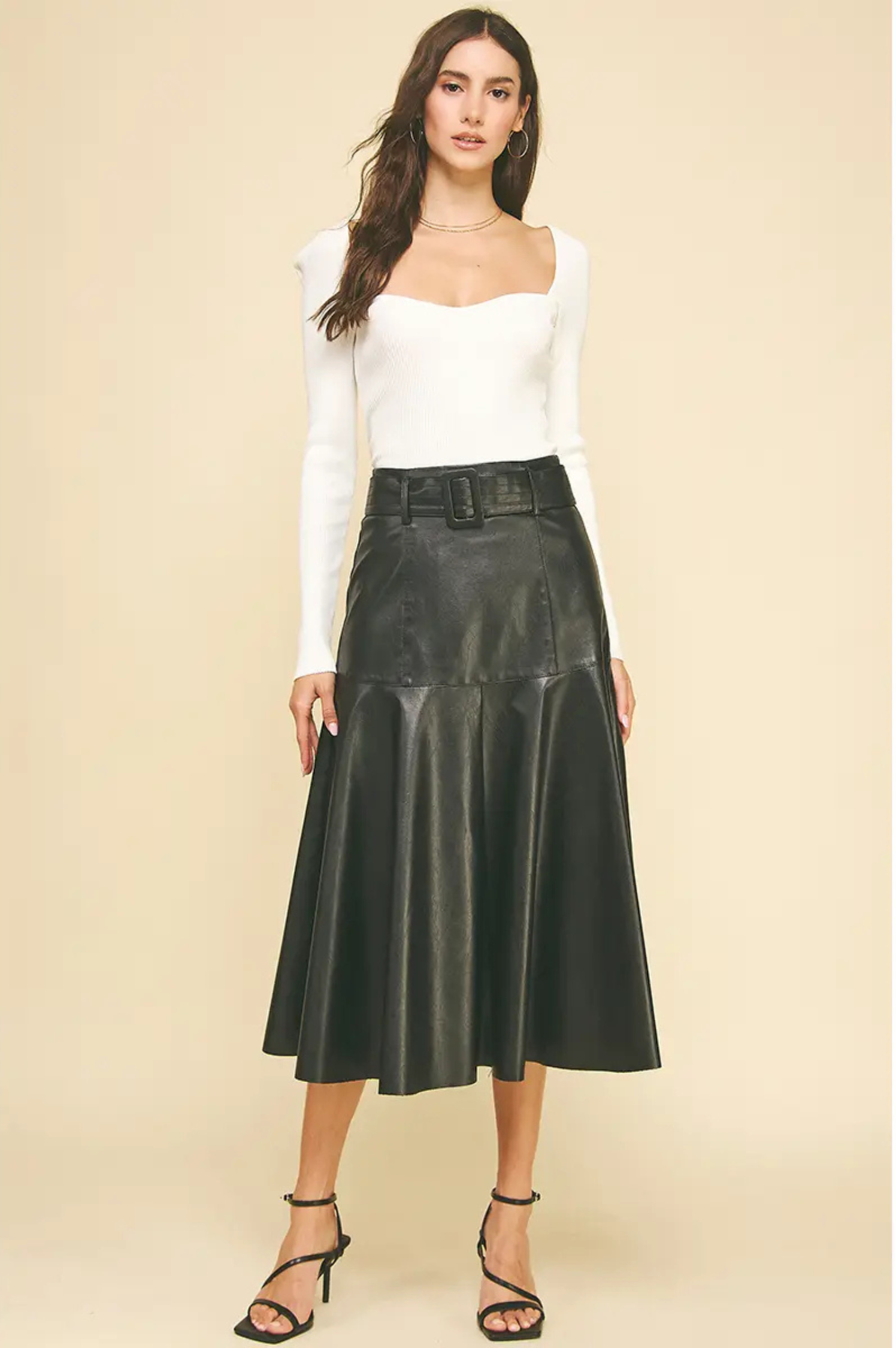 Leslie Leather Midi Skirt